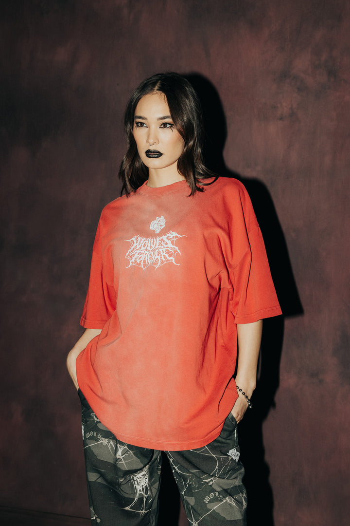 Seed Of Darcness "Premium" Oversized Unisex Tee in Roman Red Tonal Sun Fade