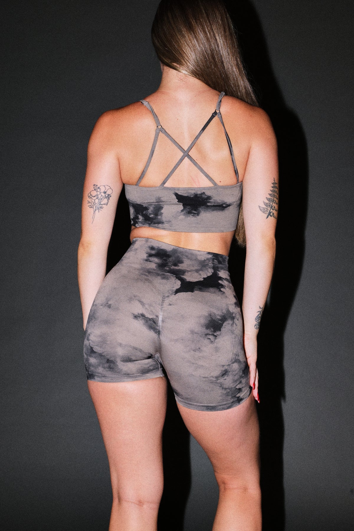 Loyalty Everson Seamless "Huxley" Shorts in Taupe Ghost Clouds