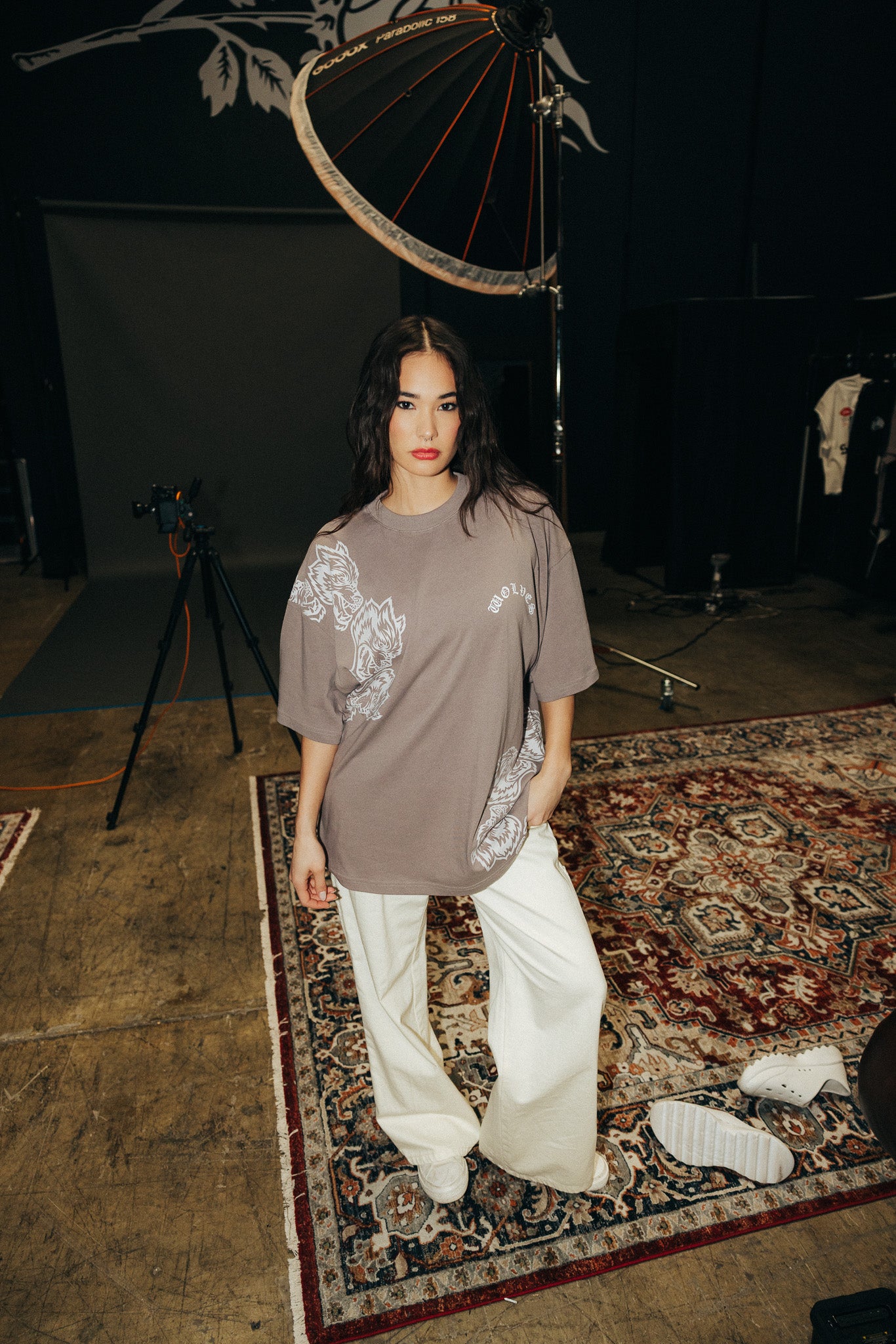 Surrounded By Family "Premium" Oversized Tee in Pale Gray