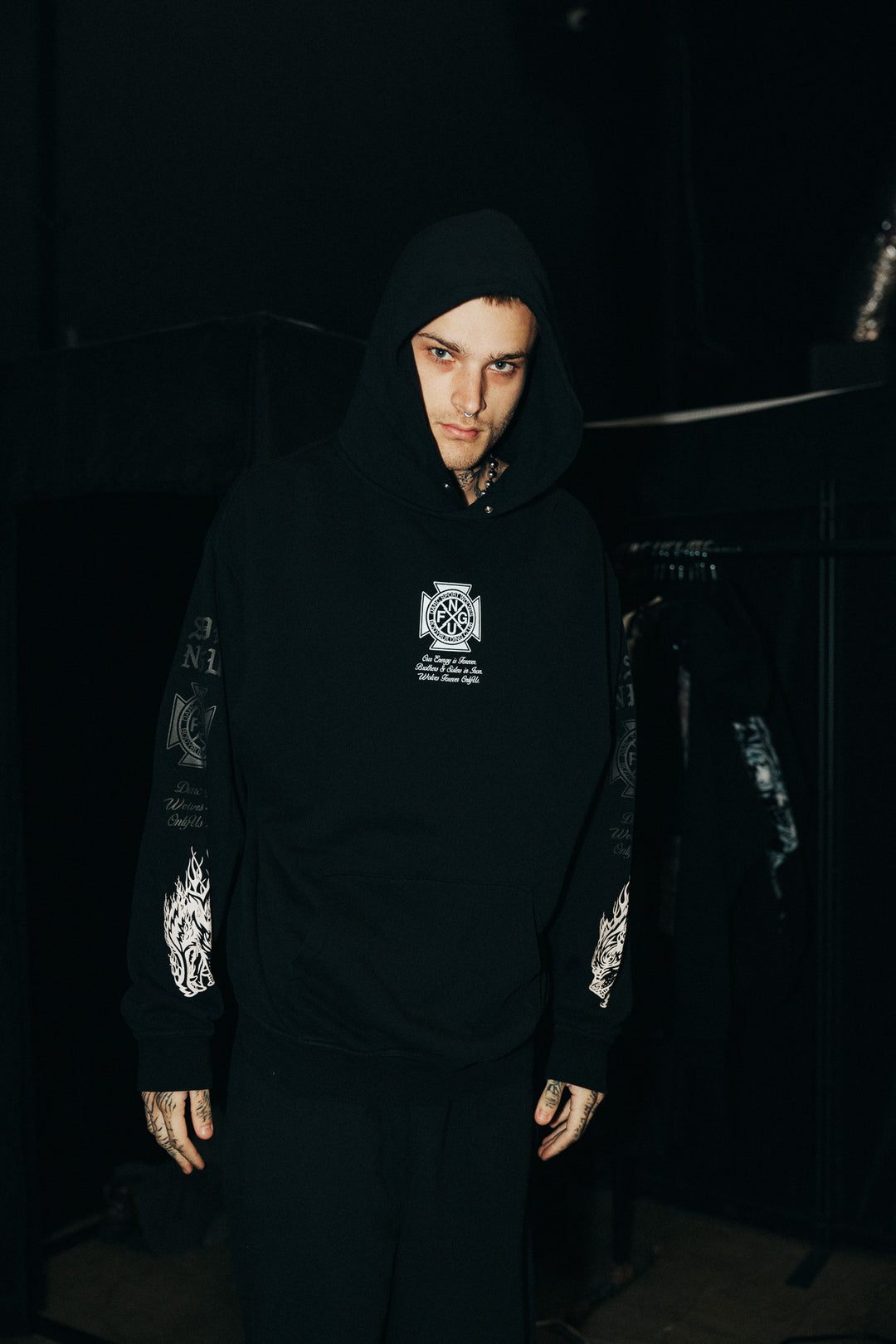 Metal WLVS "Pierce" Hoodie in Black