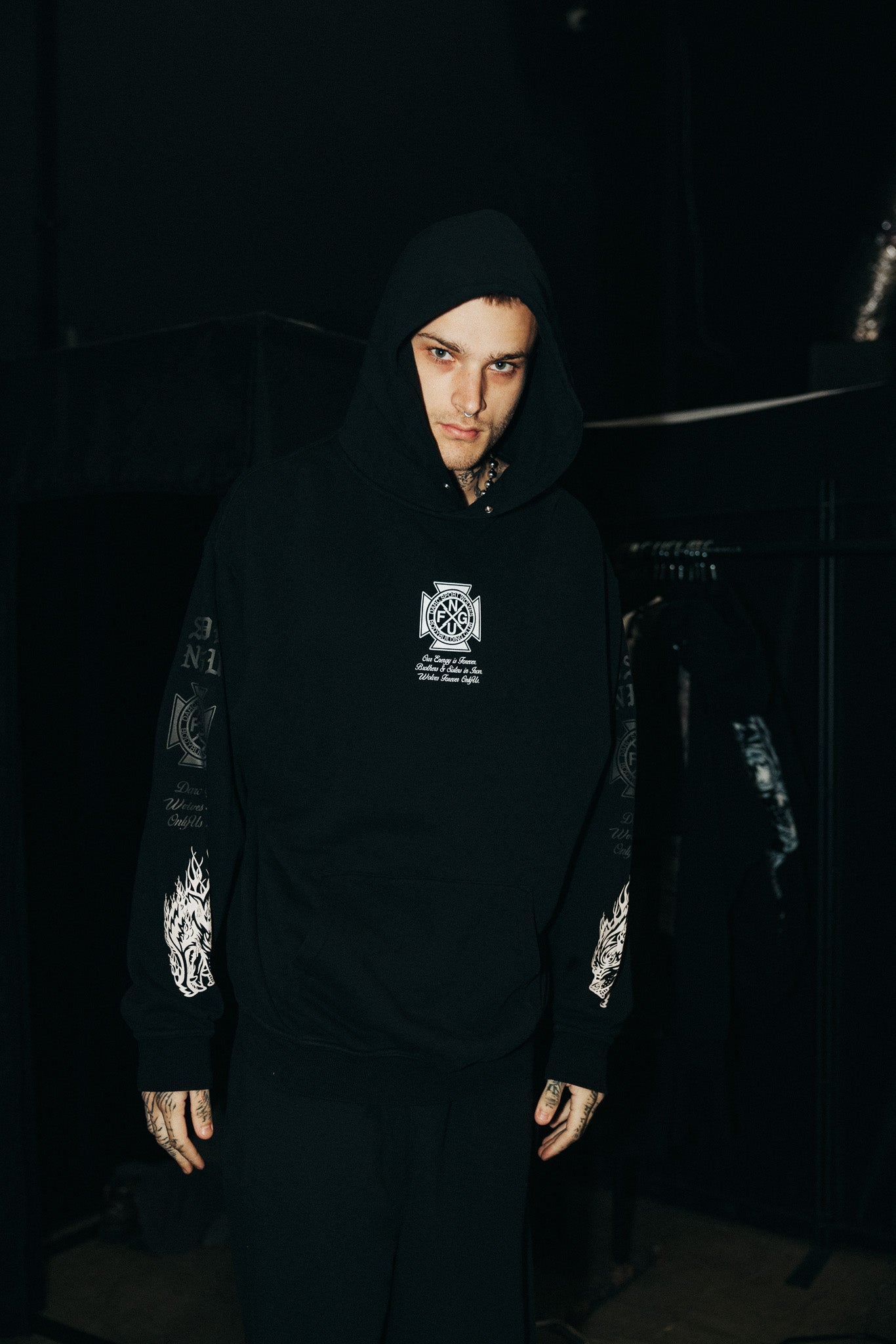 Metal WLVS "Pierce" Hoodie in Black