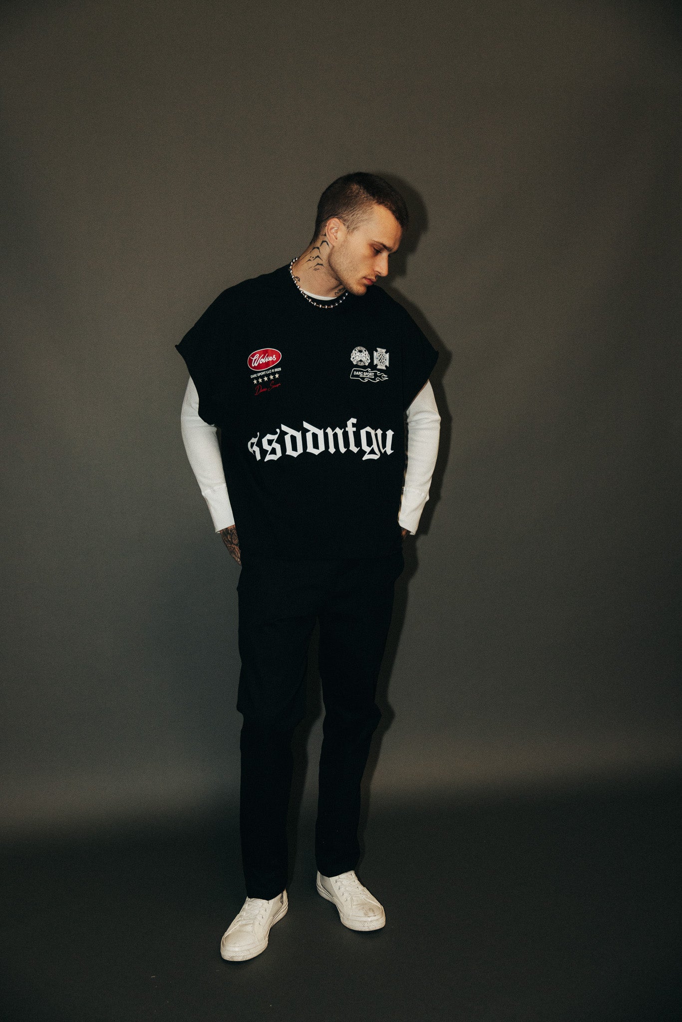 Us Forever Grunge Cut-Off Tee in Black