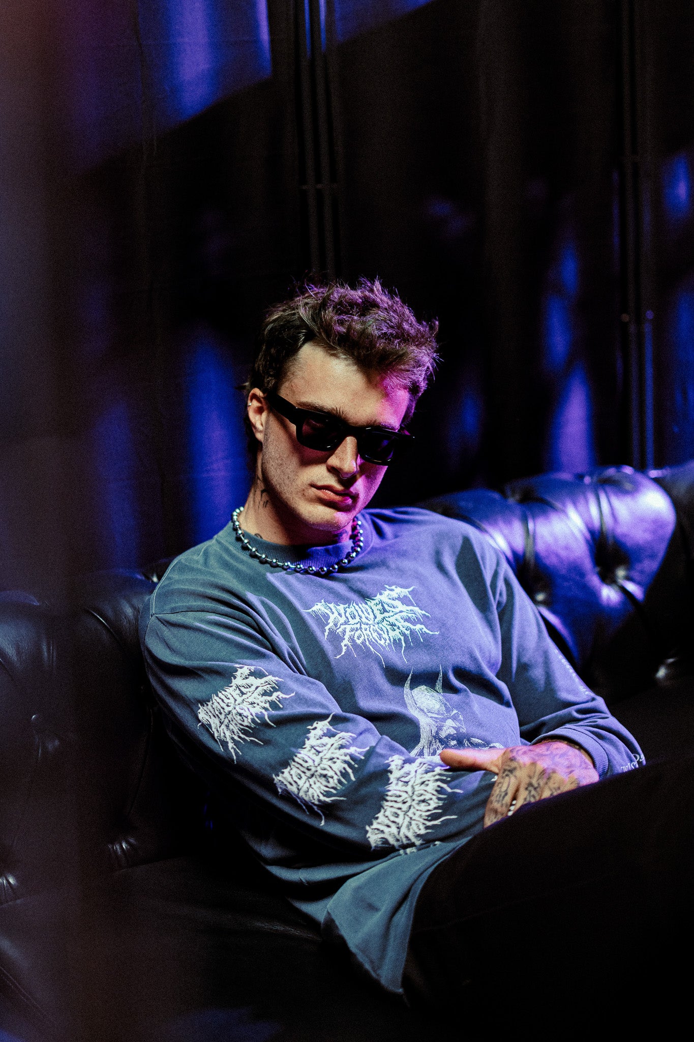Where Shadows Begin "Premium" L/S Tee in Darc Blue