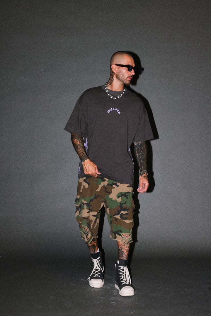 Wolves Never Back Down V2 Premium Oversized Tee in Wolf Gray