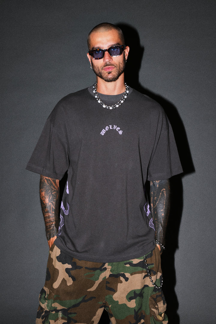 Wolves Never Back Down V2 Premium Oversized Tee in Wolf Gray