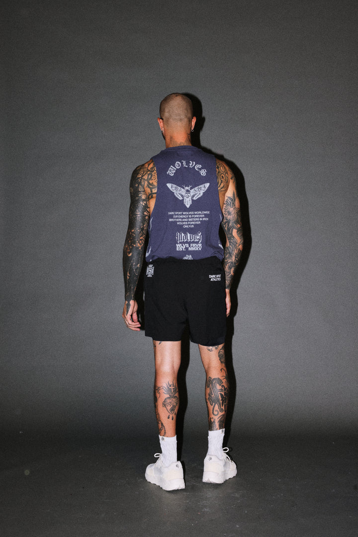 Wolves Never Back Down V2 Tommy Muscle Tee in Storm Blue