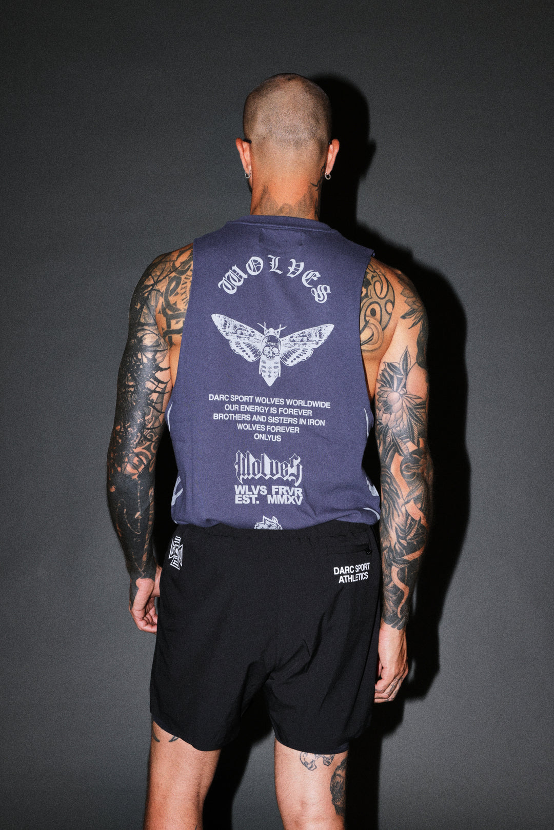 Wolves Never Back Down V2 Tommy Muscle Tee in Storm Blue