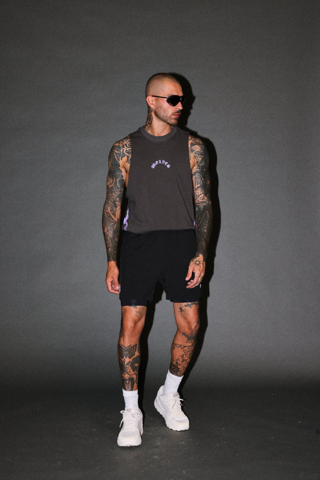 Wolves Never Back Down V2 Tommy Muscle Tee in Wolf Gray
