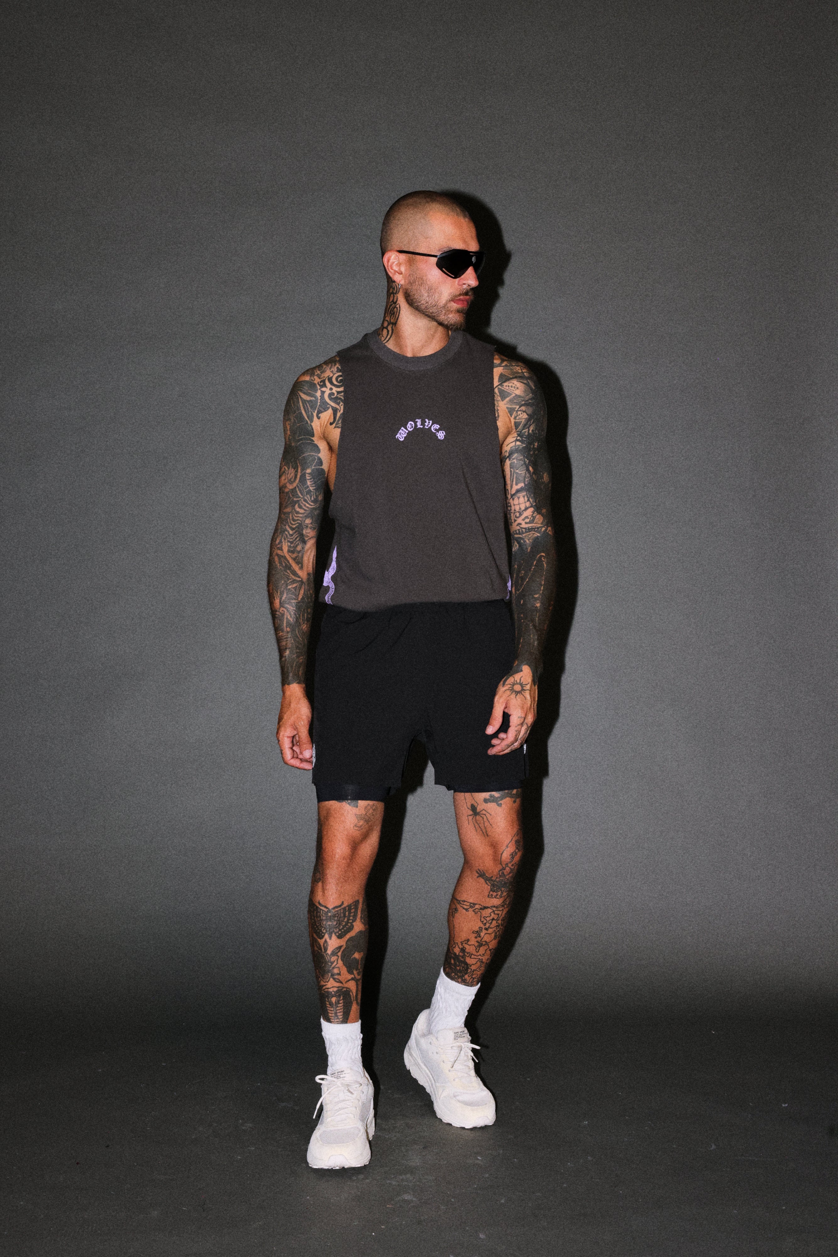 Wolves Never Back Down V2 Tommy Muscle Tee in Wolf Gray