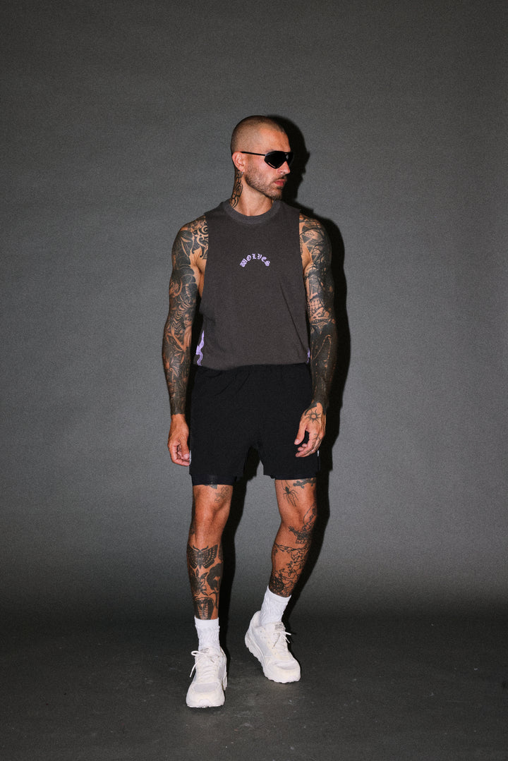 Wolves Never Back Down V2 Tommy Muscle Tee in Wolf Gray