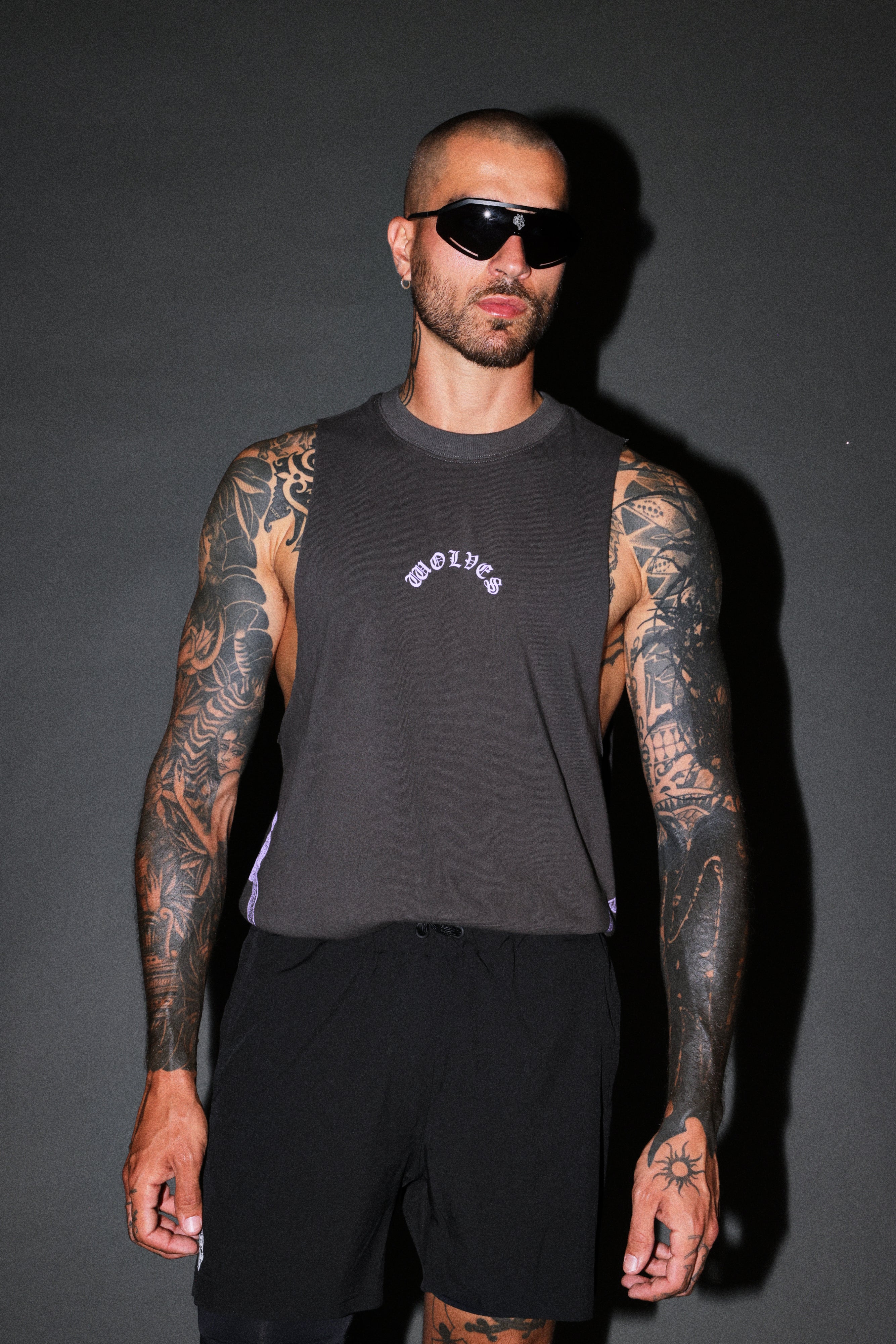 Wolves Never Back Down V2 Tommy Muscle Tee in Wolf Gray
