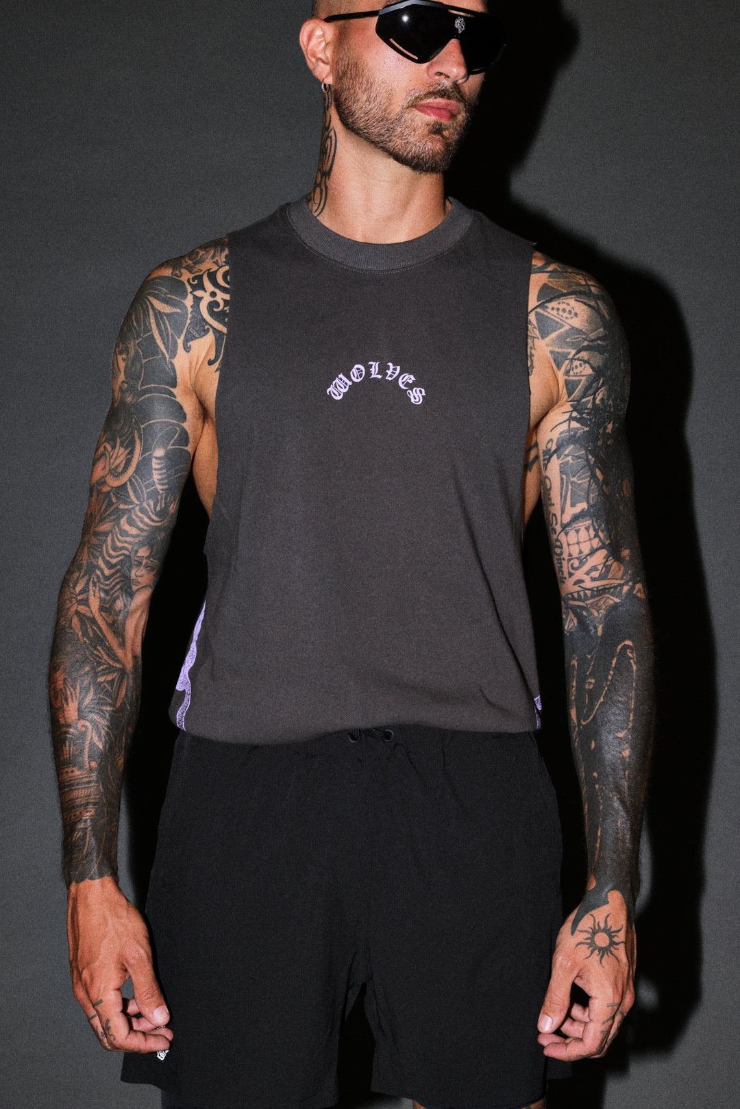 Wolves Never Back Down V2 Tommy Muscle Tee in Wolf Gray