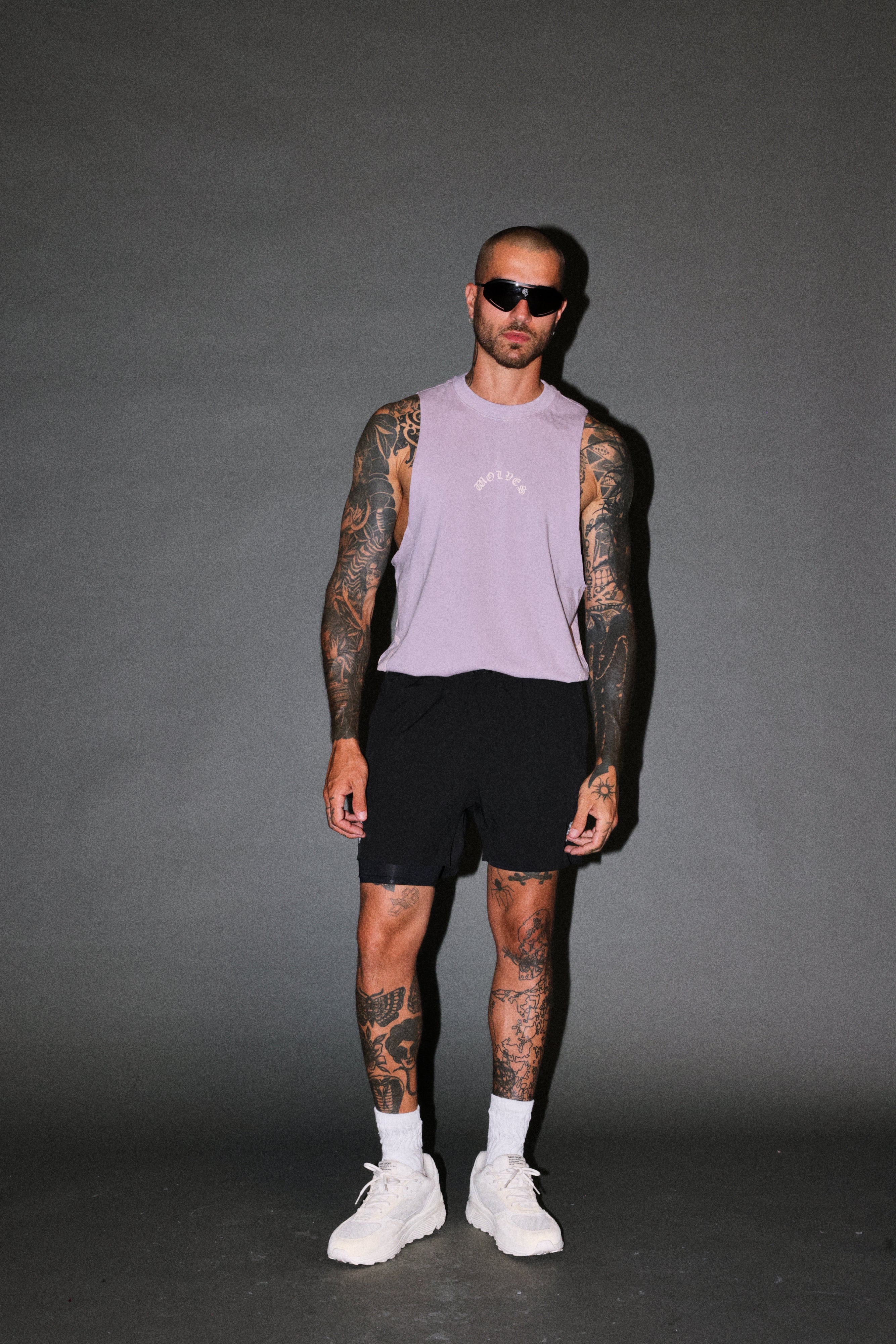 Wolves Never Back Down V2 Tommy Muscle Tee in Purple Smoke