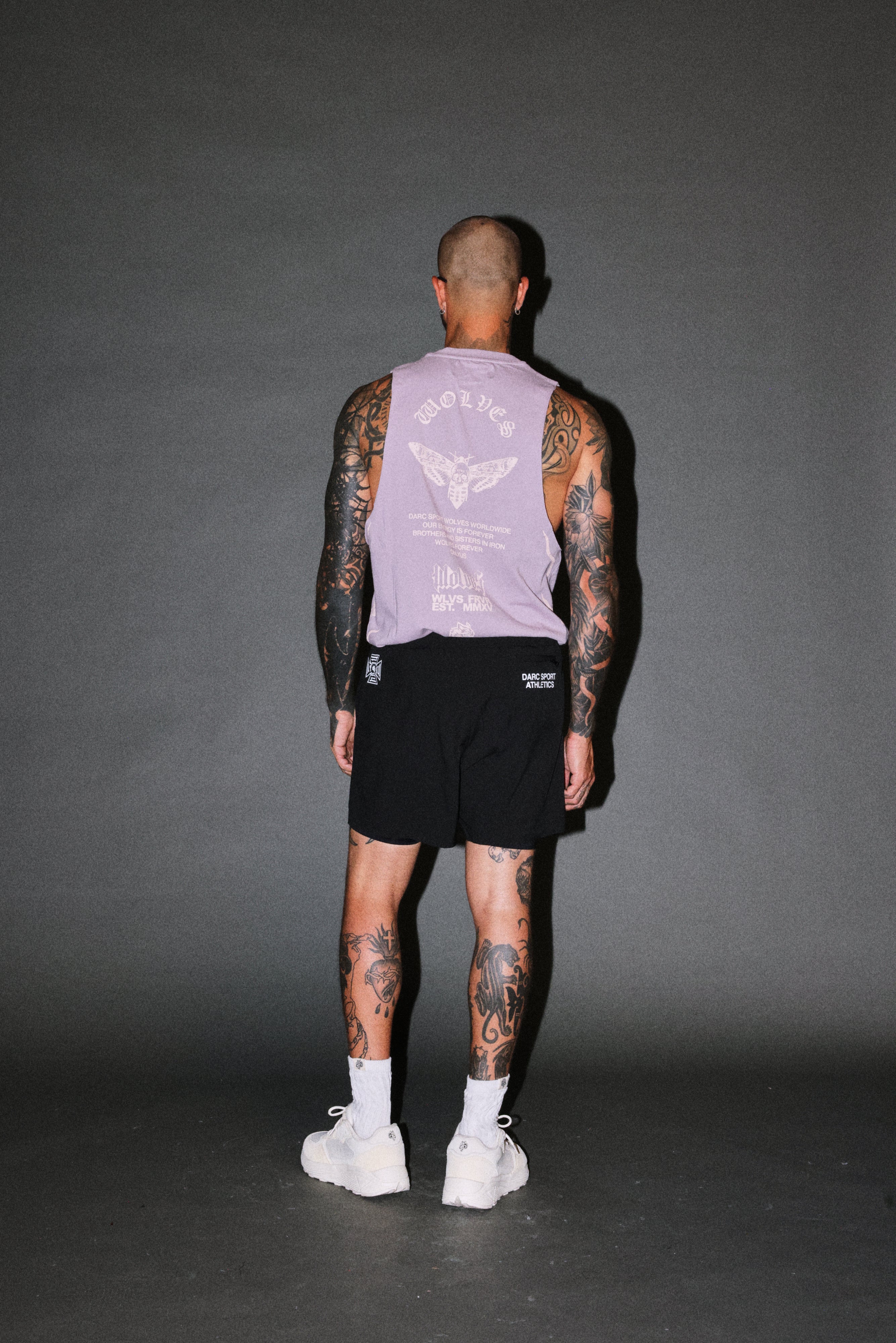 Wolves Never Back Down V2 Tommy Muscle Tee in Purple Smoke