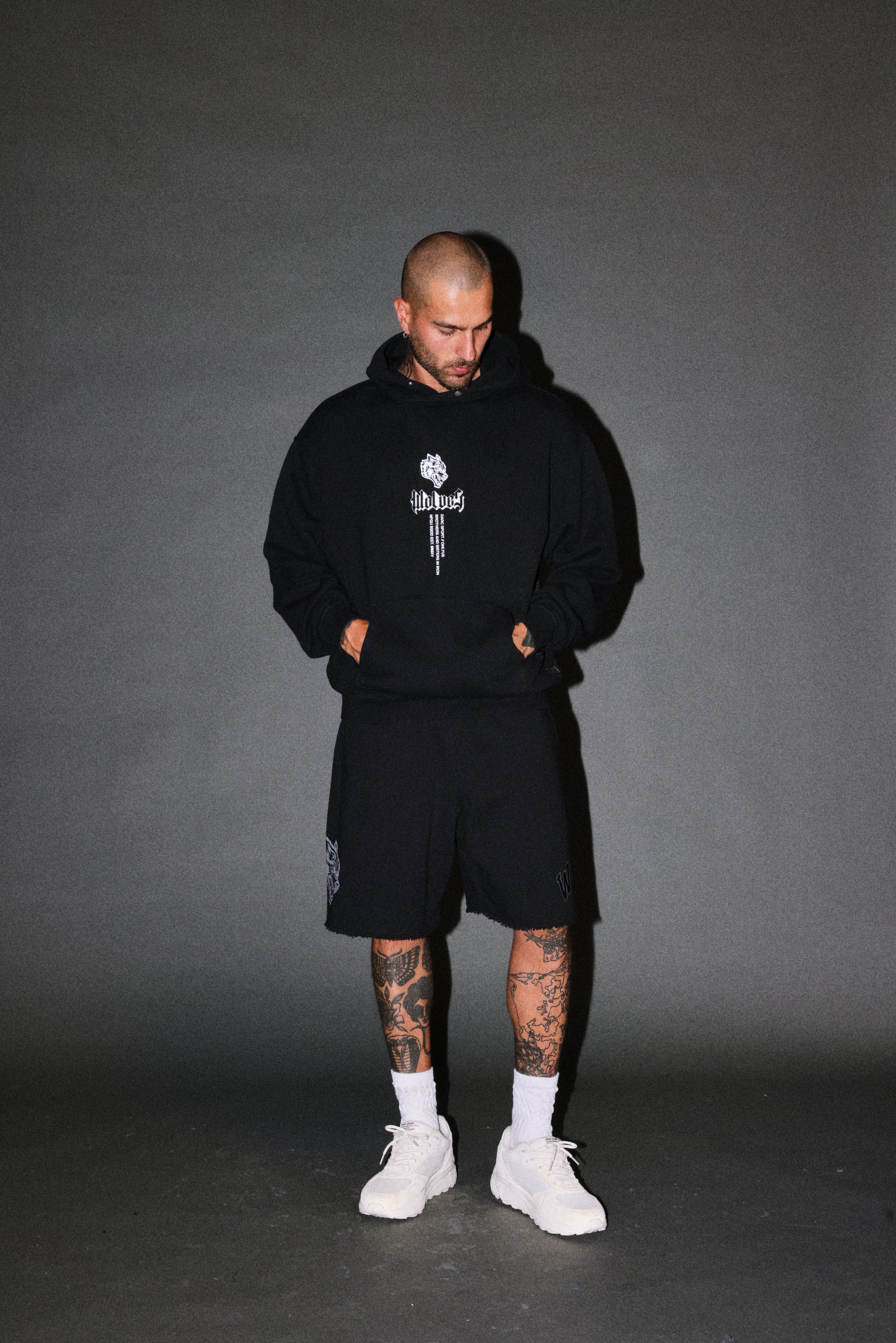 Loyalty Frvr Raw Hem Oversized Post Lounge Sweat Shorts in Black