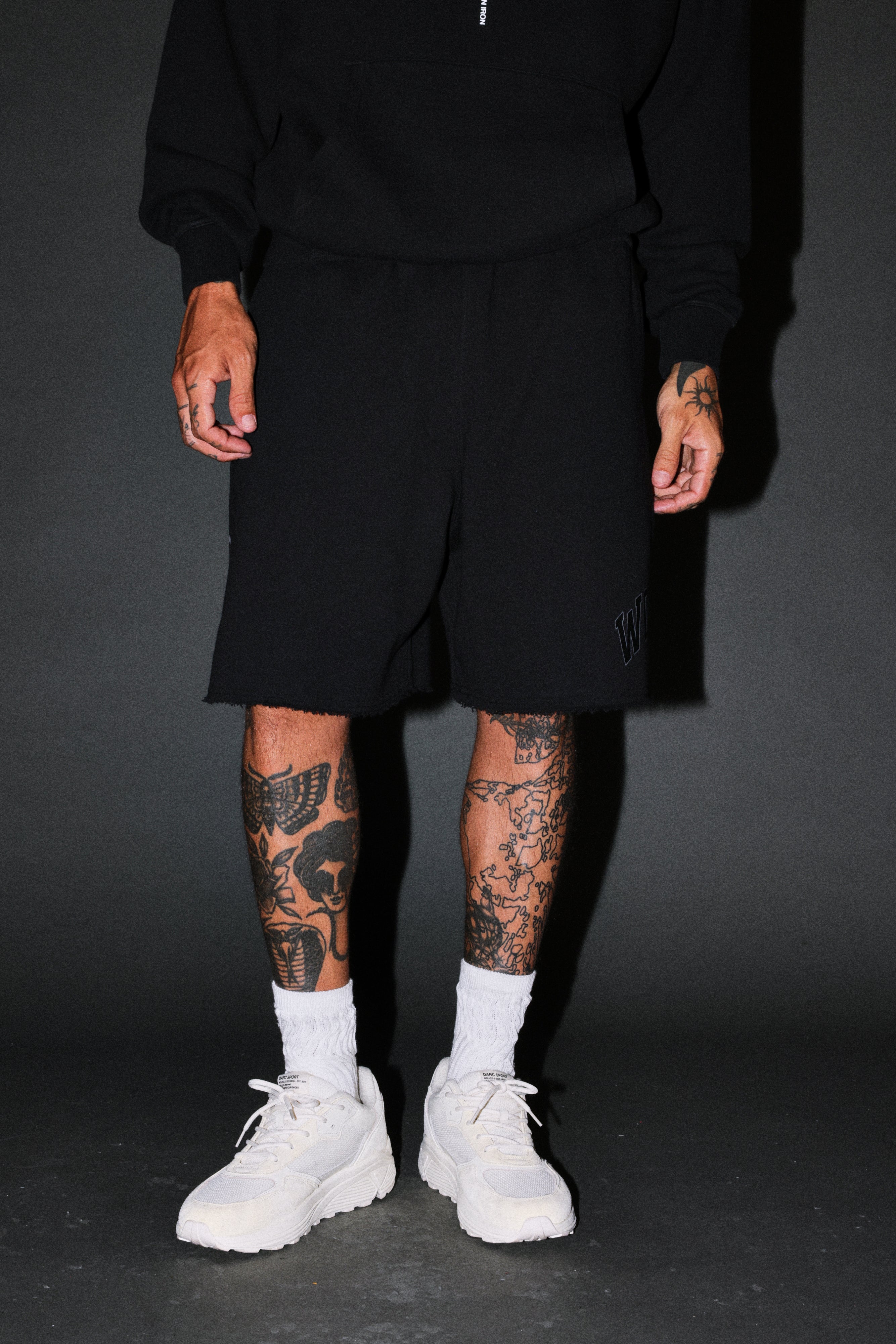 Loyalty Frvr Raw Hem Oversized Post Lounge Sweat Shorts in Black