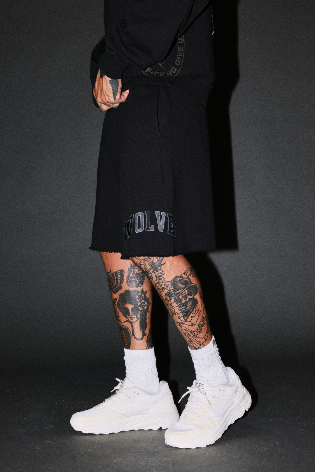 Loyalty Frvr Raw Hem Oversized Post Lounge Sweat Shorts in Black