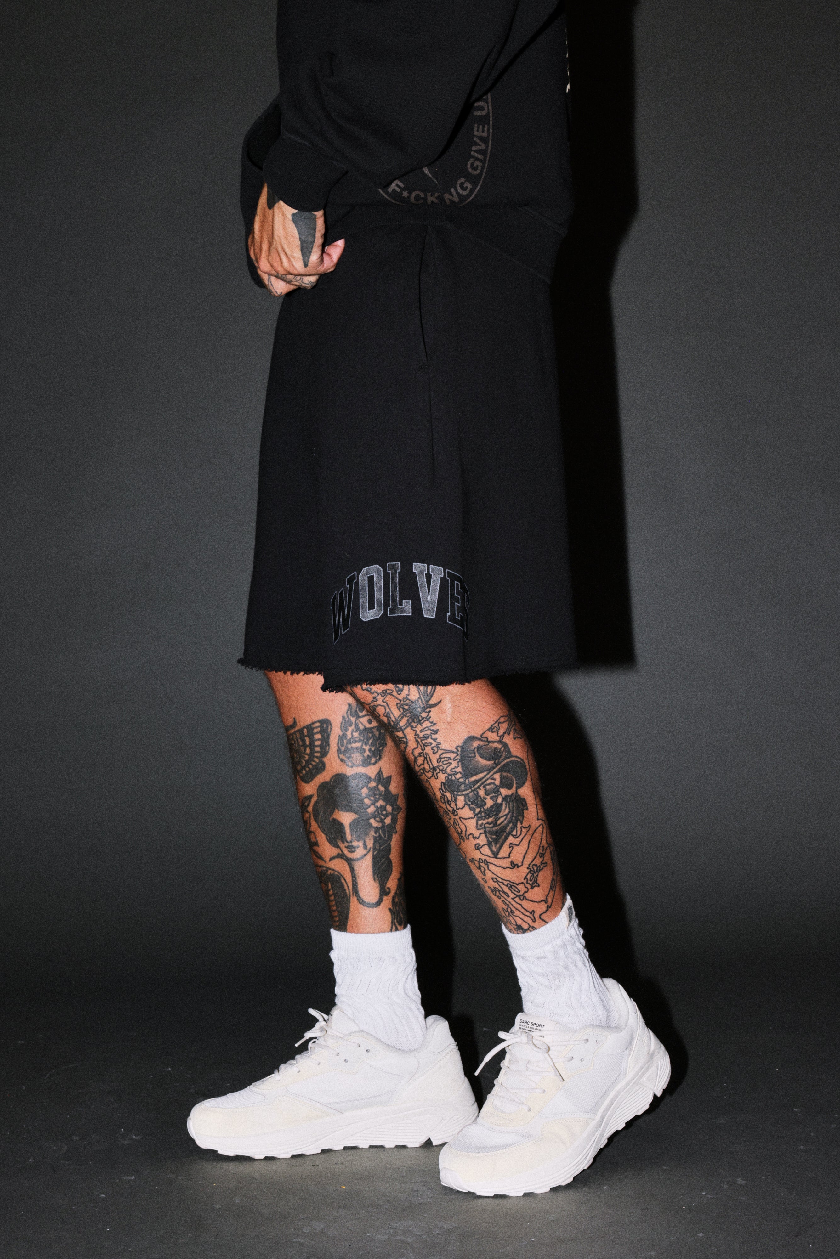 Loyalty Frvr Raw Hem Oversized Post Lounge Sweat Shorts in Black