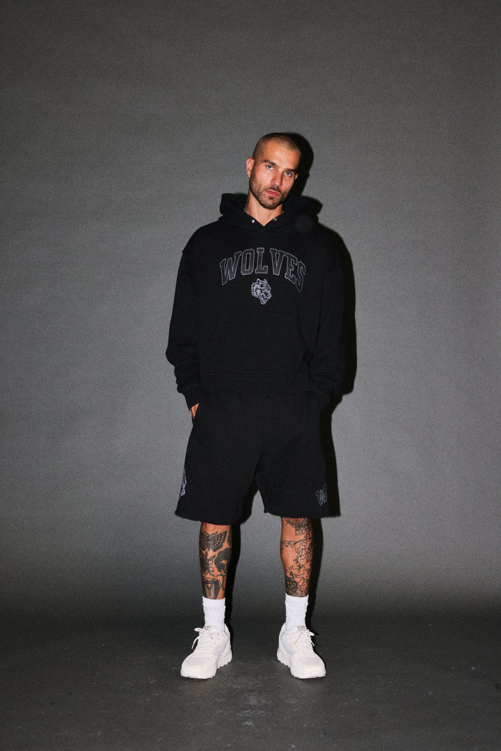 Loyalty Frvr Box Cut Pierce Hoodie in Black