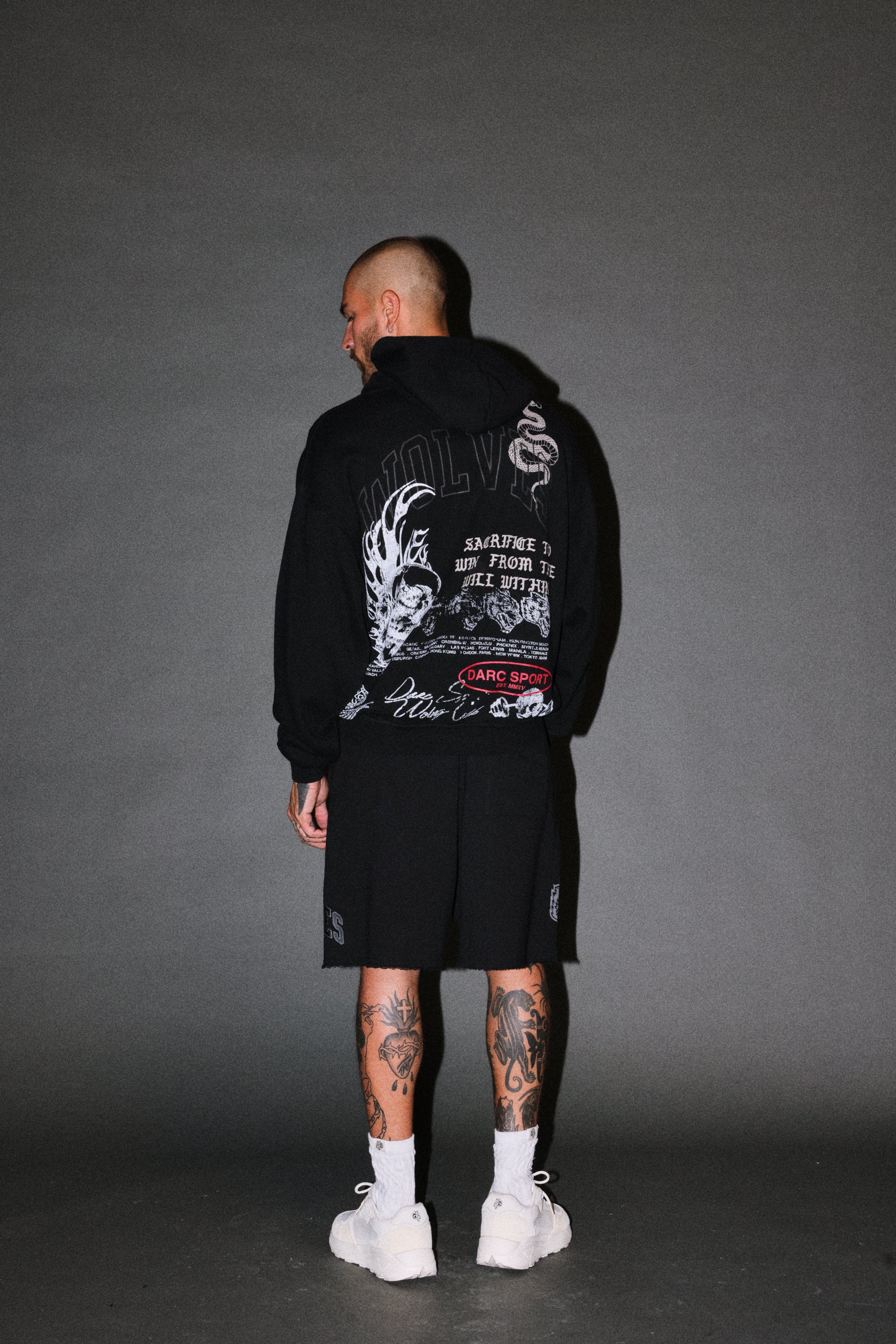 Flame Skull Pierce Hoodie in Black