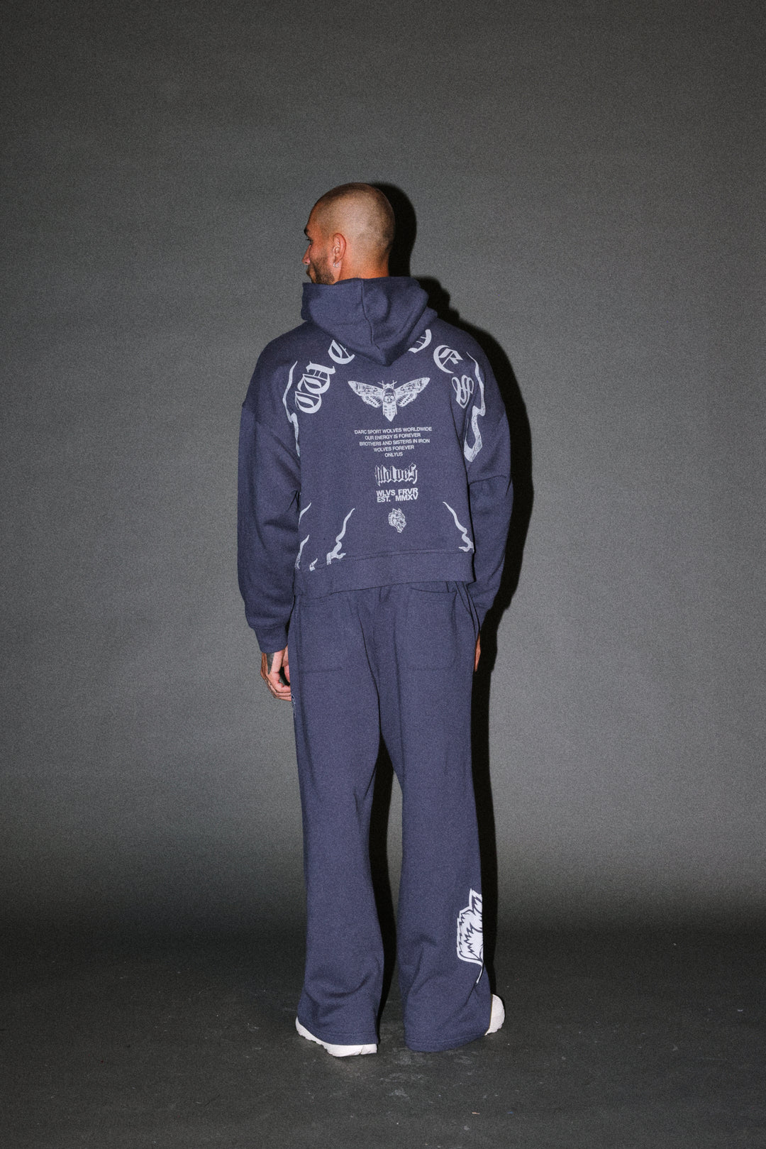 Wolves Never Back Down V2 Vex Double Zip Hoodie in Storm Blue