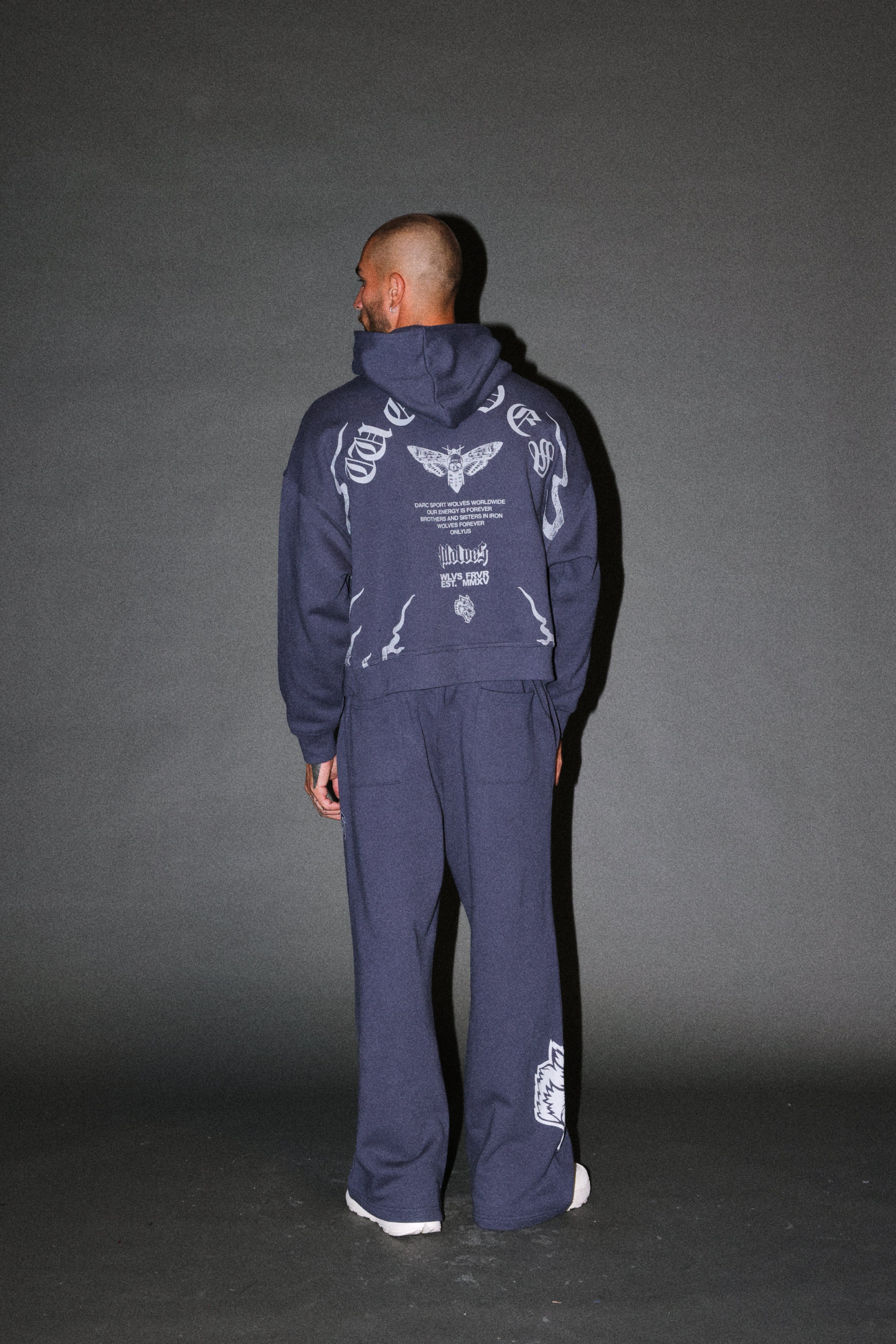Wolves Never Back Down V2 Vex Double Zip Hoodie in Storm Blue