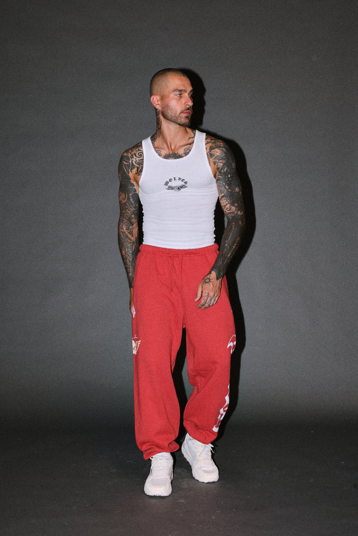 Free Will V2 Lightweight Lounger Sweat Pants in Roman Red