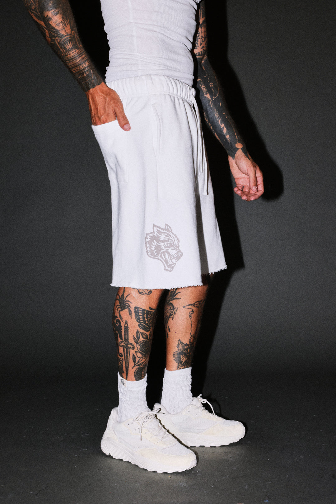 Loyalty Frvr Raw Hem Oversized Post Lounge Sweat Shorts in Cream