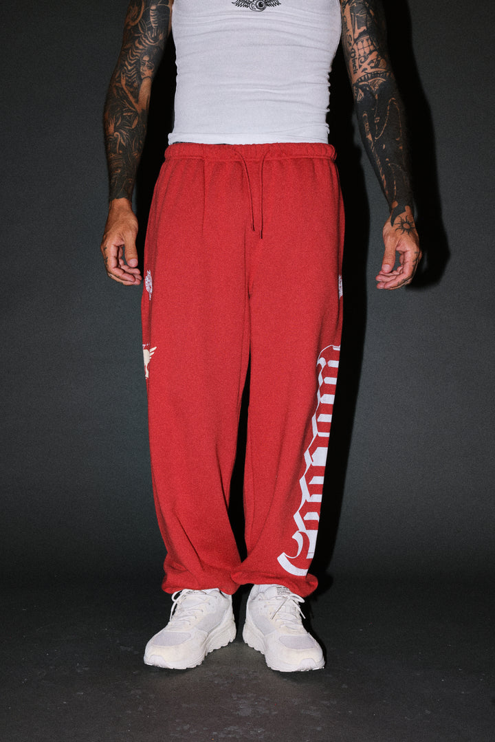 Free Will V2 Lightweight Lounger Sweat Pants in Roman Red