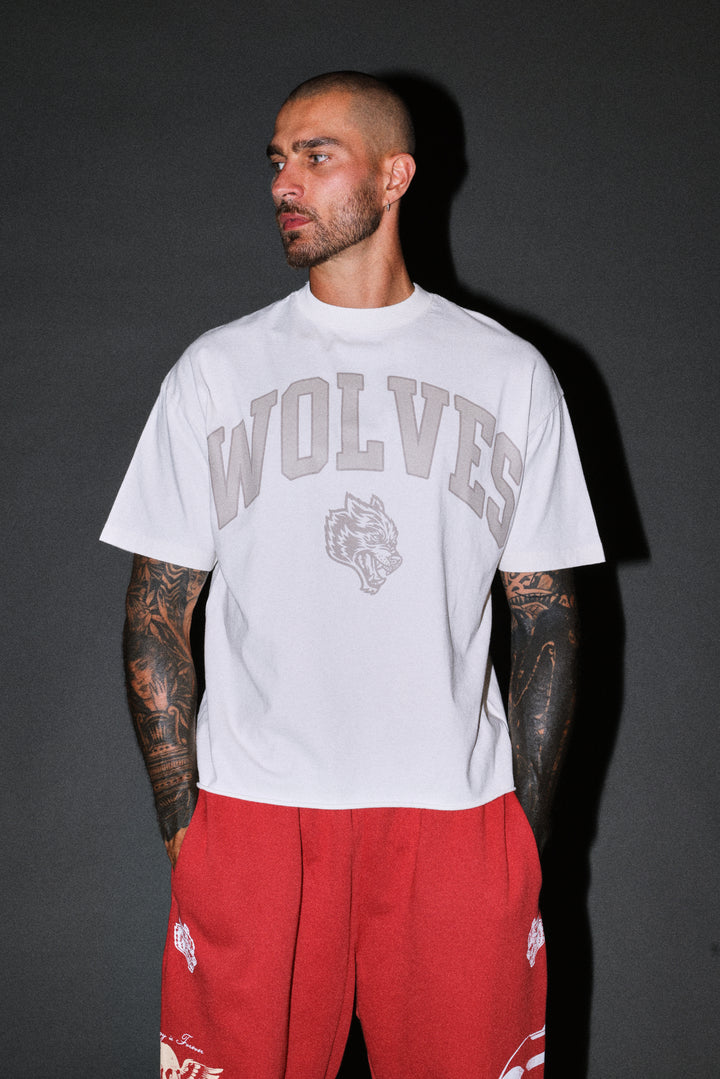 Loyalty Frvr Grunge Mid Length Raw Hem Tee in Cream