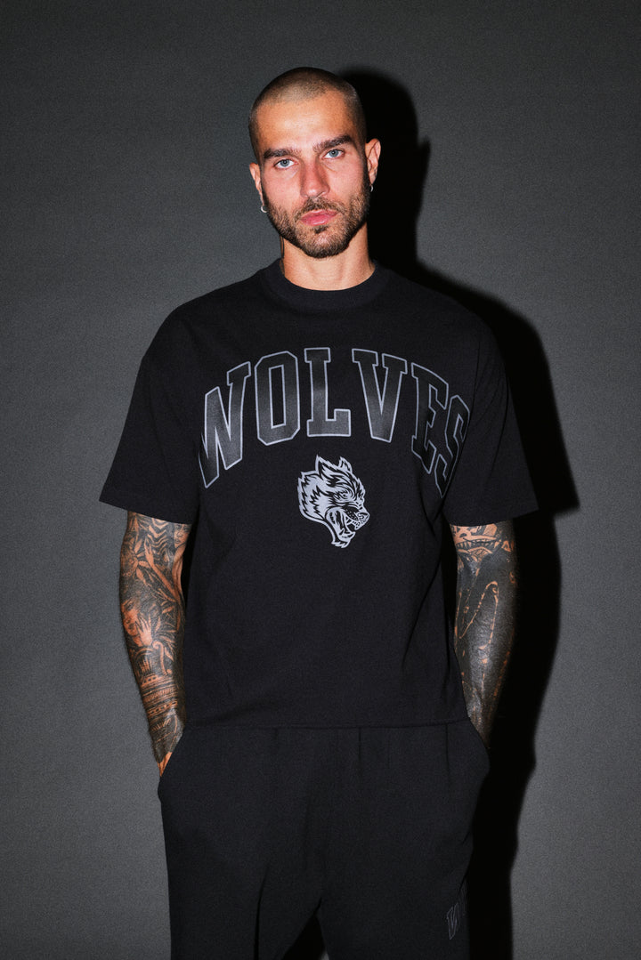 Loyalty Frvr Grunge Mid Length Raw Hem Tee in Black