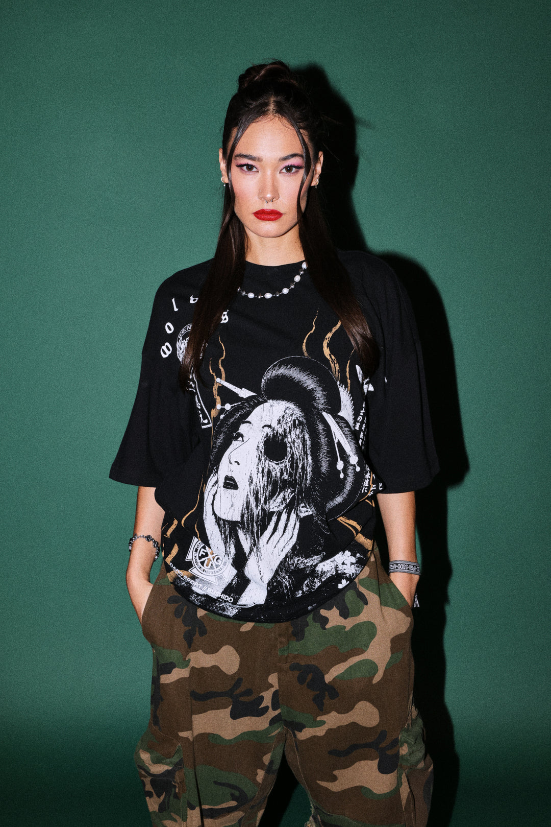 Mourning Flame Premium Oversized Tee in Black