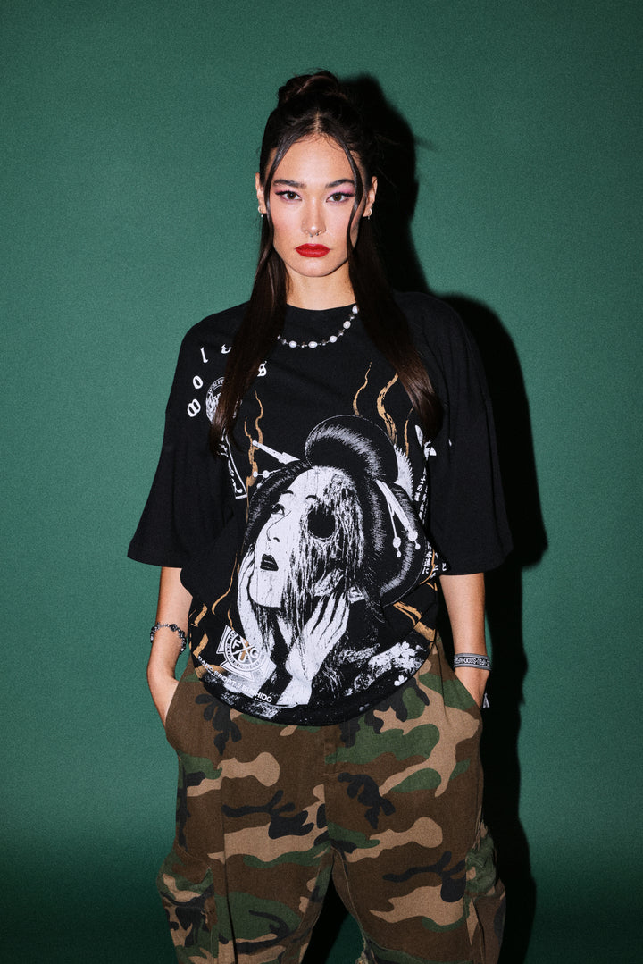 Mourning Flame Premium Oversized Tee in Black