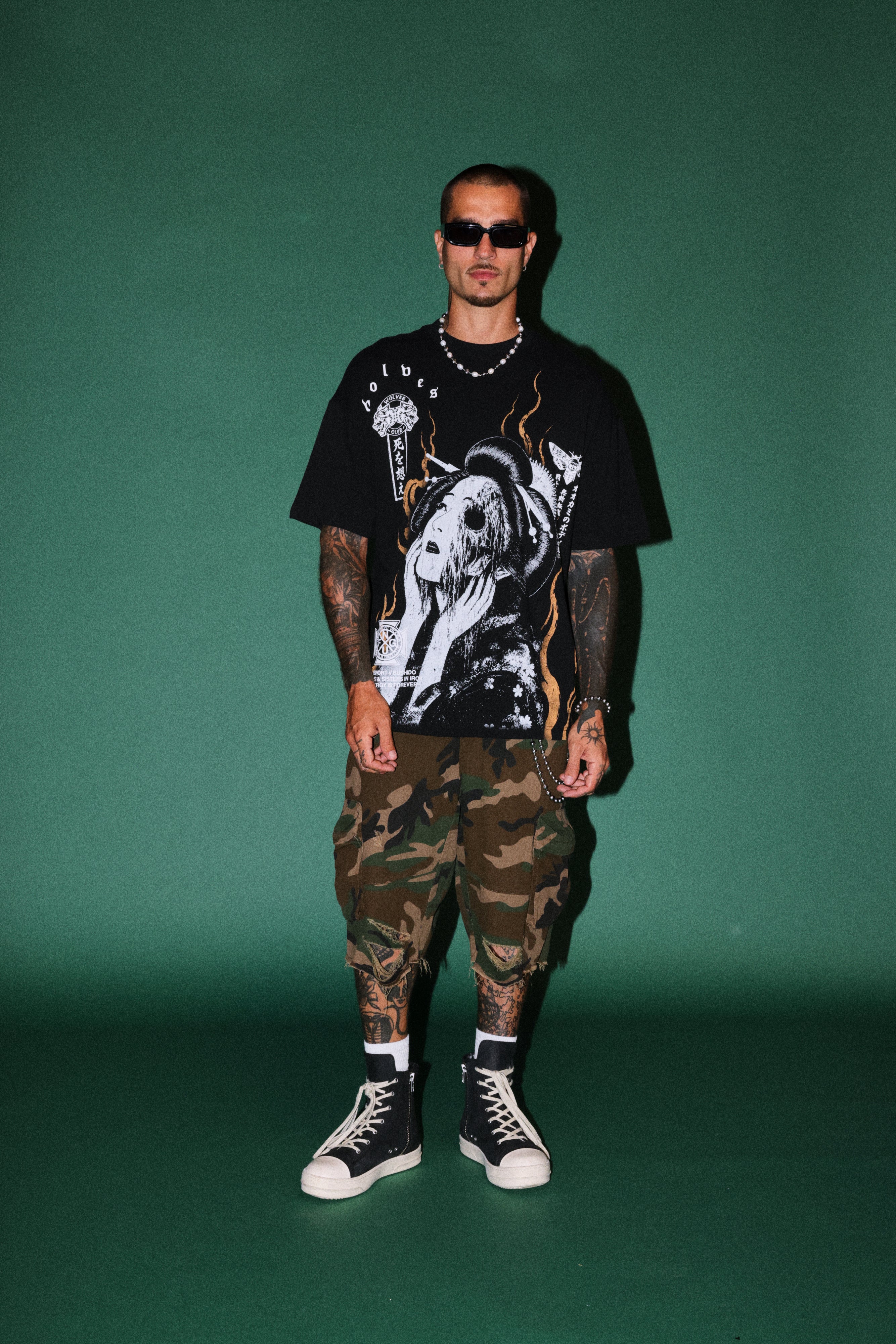 Mourning Flame Premium Oversized Tee in Black