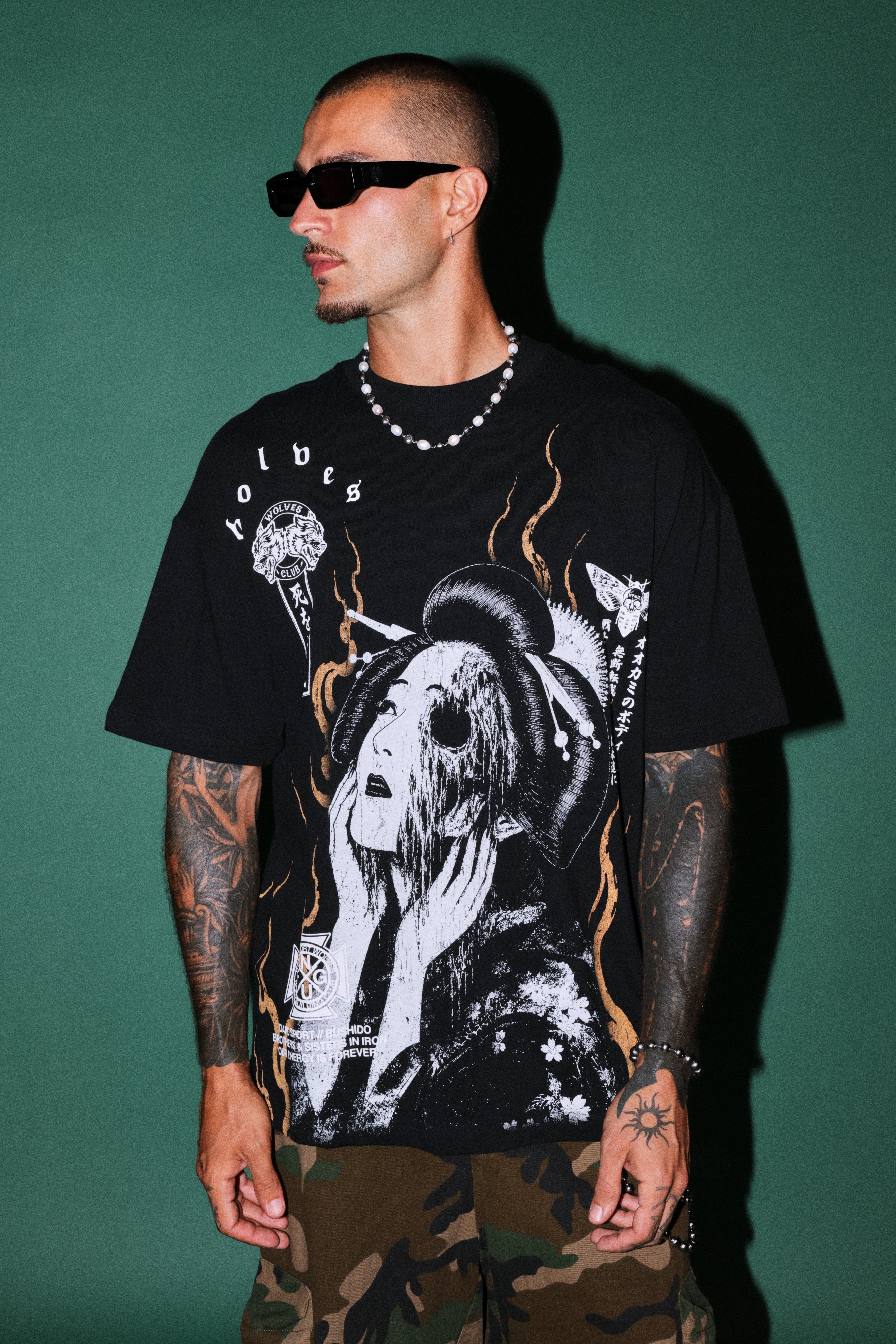 Mourning Flame Premium Oversized Tee in Black