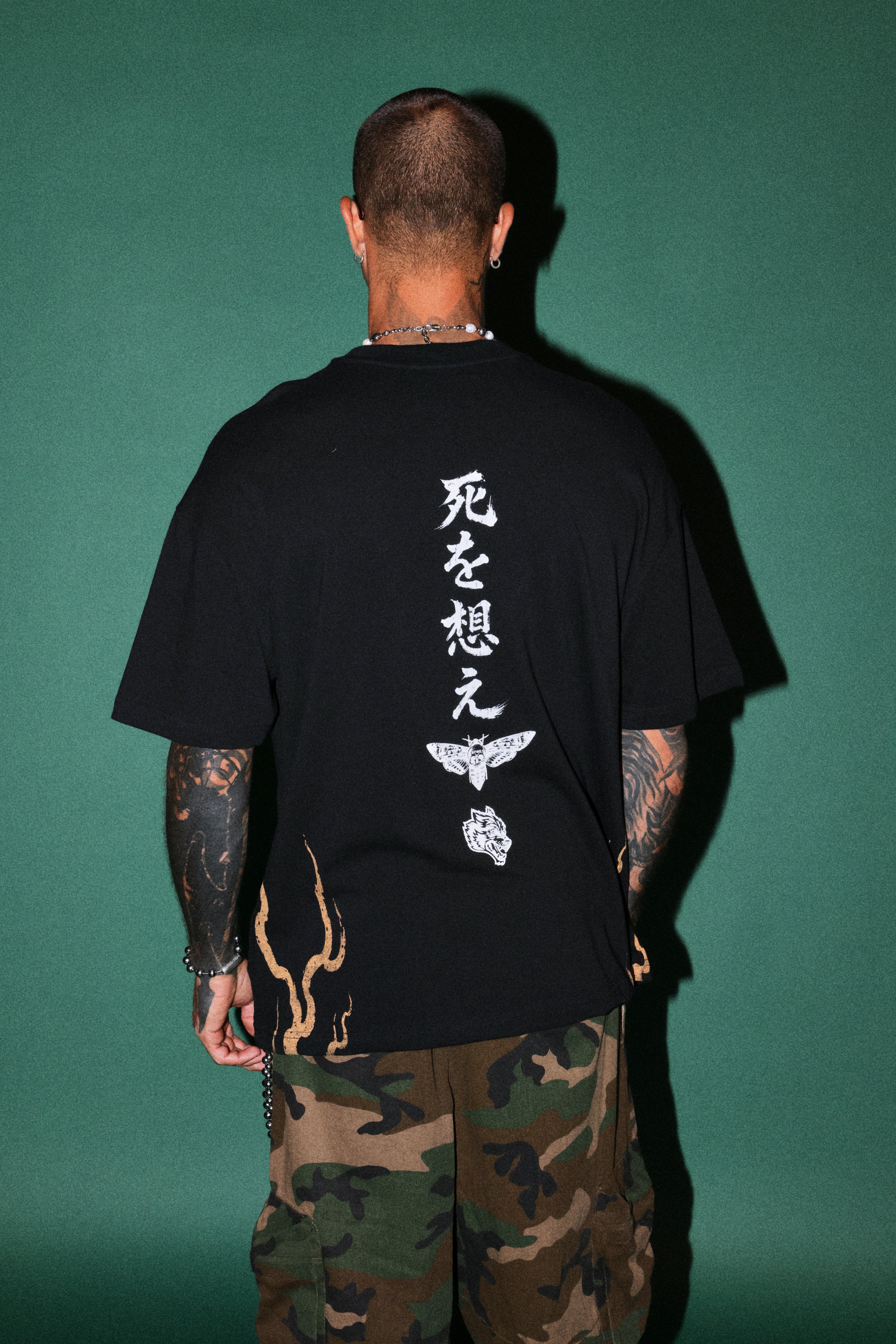 Mourning Flame Premium Oversized Tee in Black