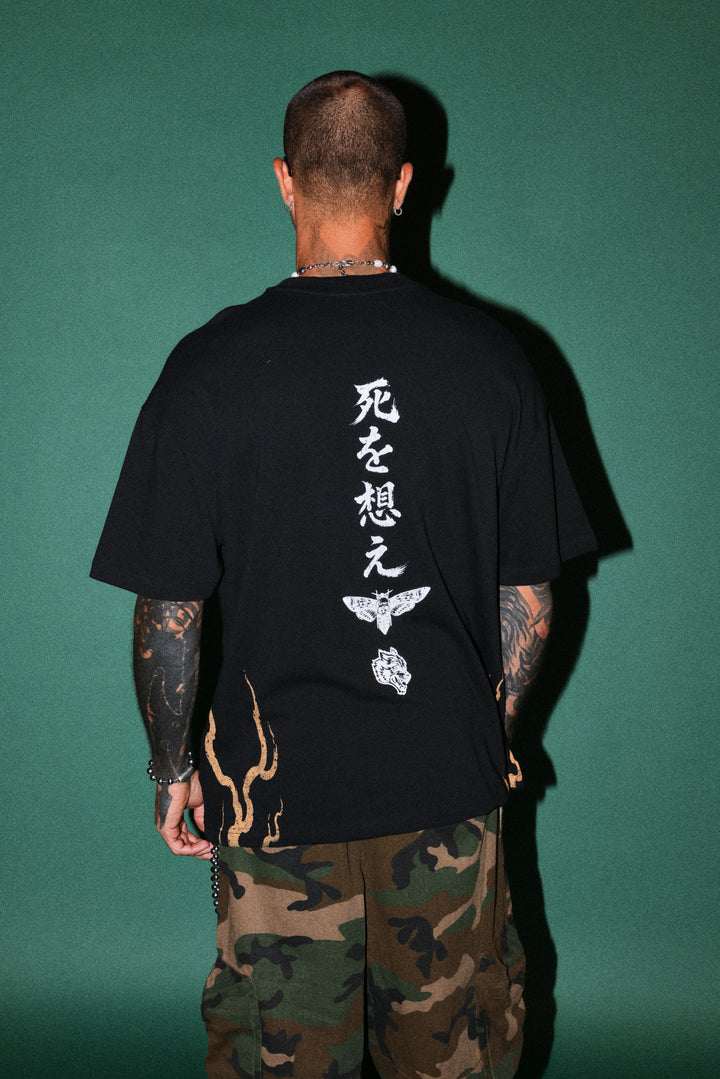 Mourning Flame Premium Oversized Tee in Black