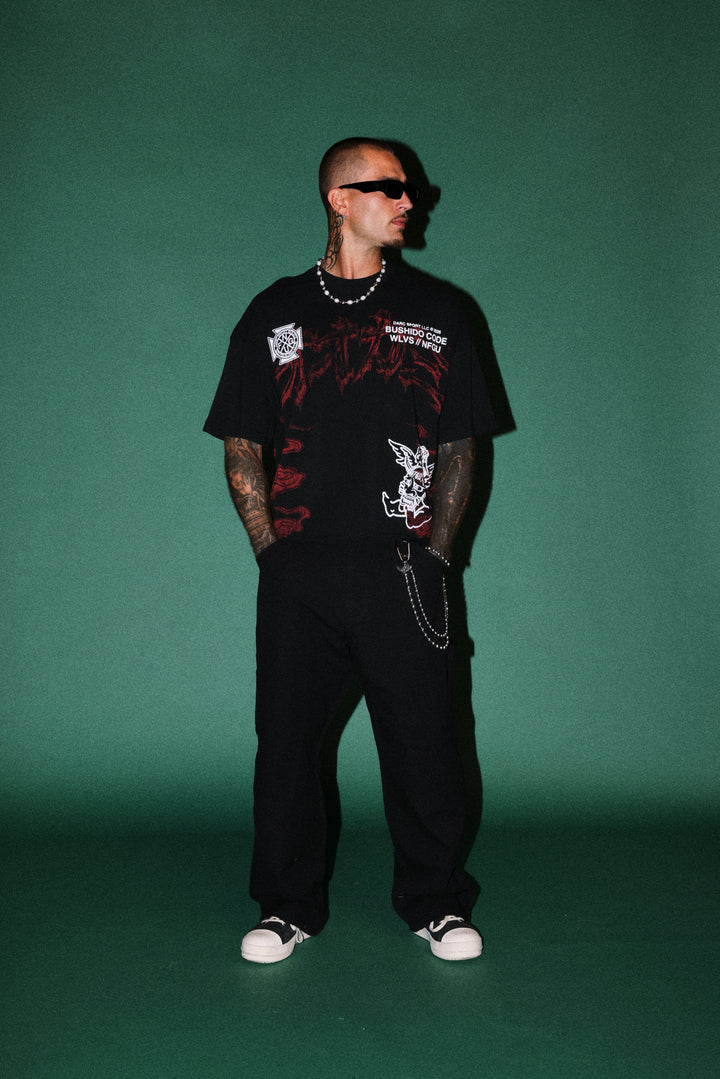 Gates Inferno Premium Raw Hem Box Cut Tee in Black