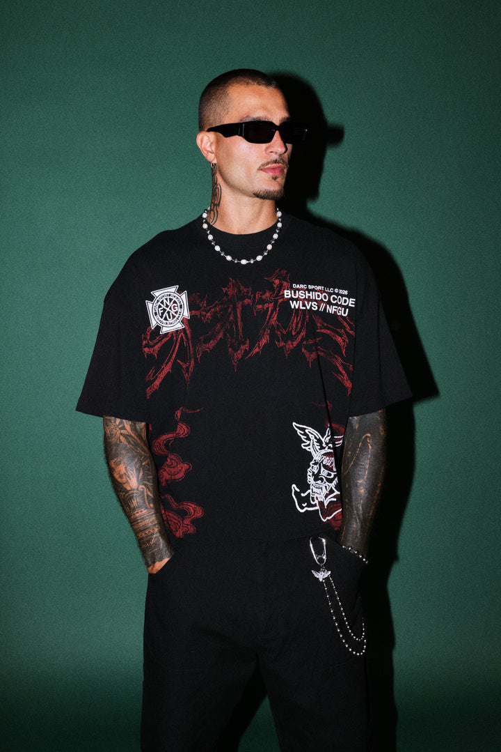 Gates Inferno Premium Raw Hem Box Cut Tee in Black