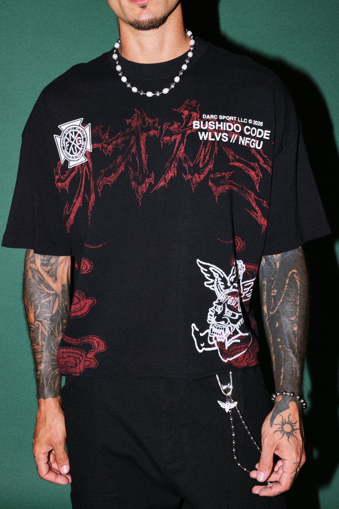 Gates Inferno Premium Raw Hem Box Cut Tee in Black