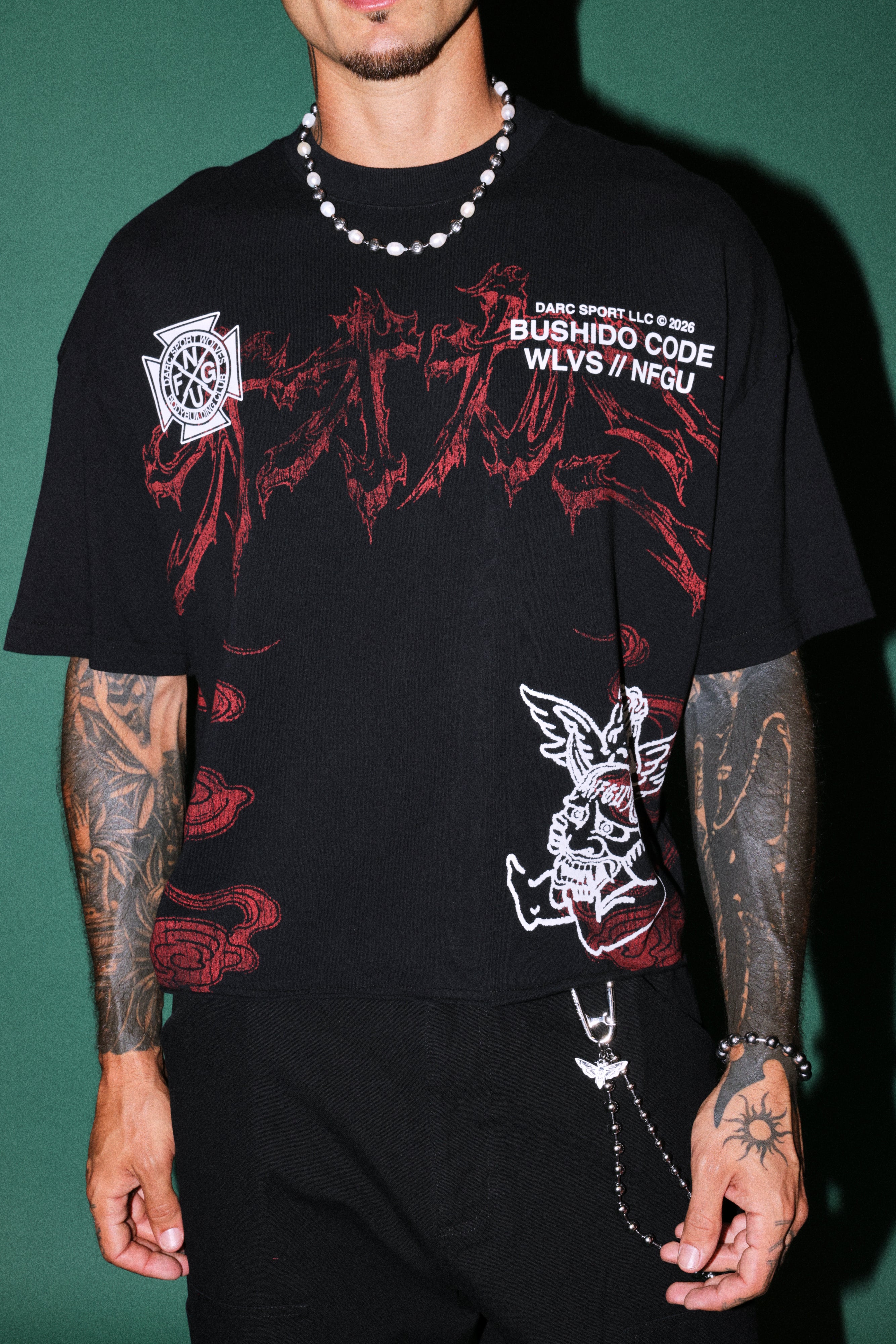 Gates Inferno Premium Raw Hem Box Cut Tee in Black