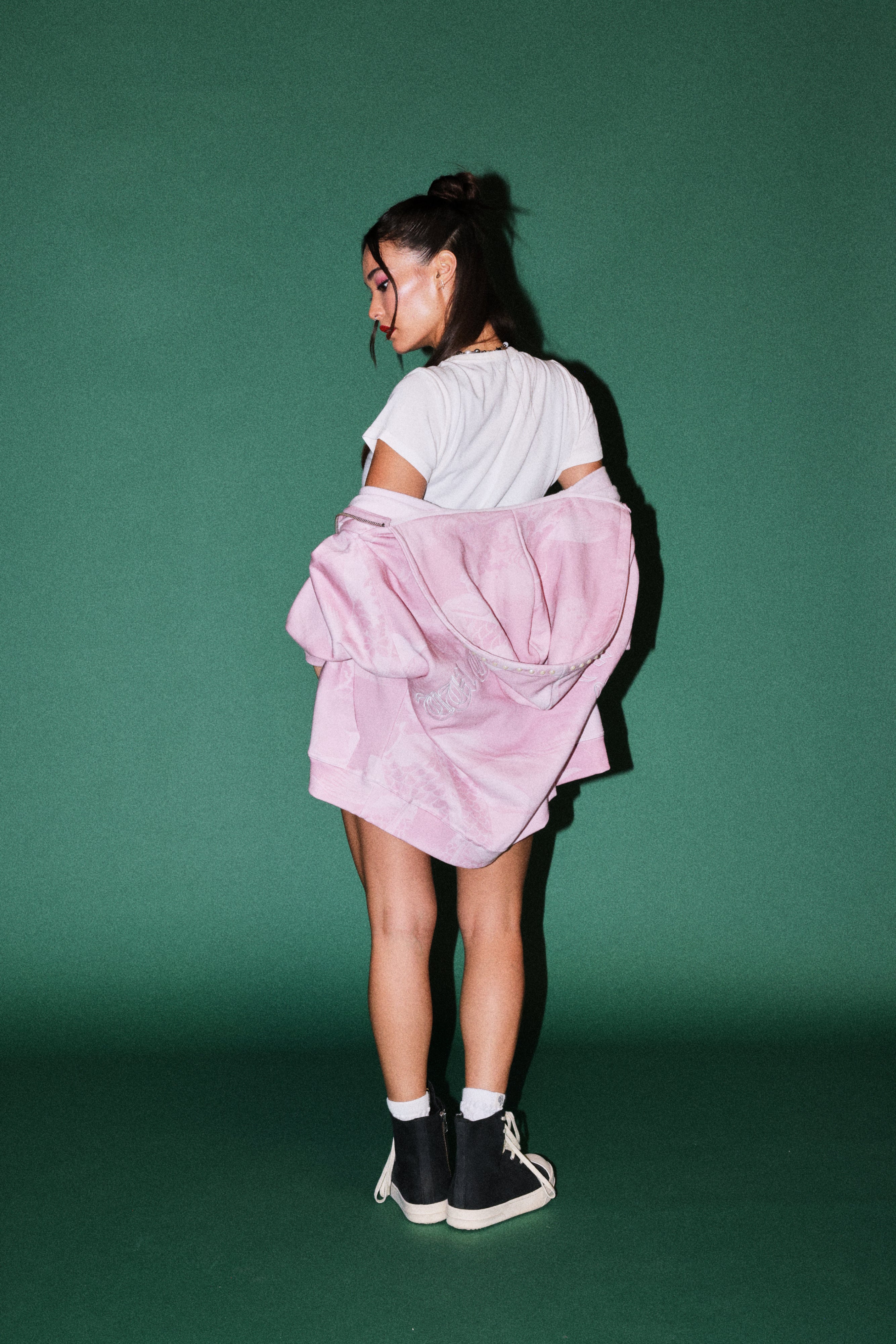 Darc Koi Anya Double Zip Hoodie in Serenity Pink