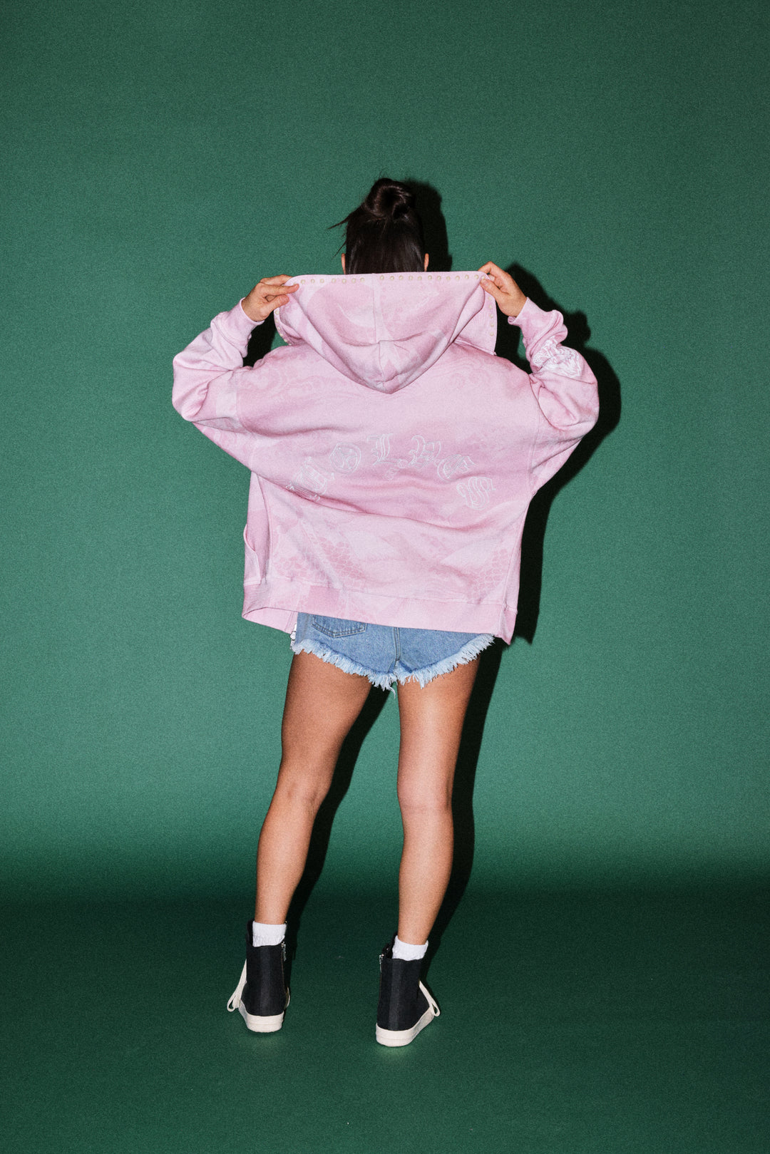 Darc Koi Anya Double Zip Hoodie in Serenity Pink
