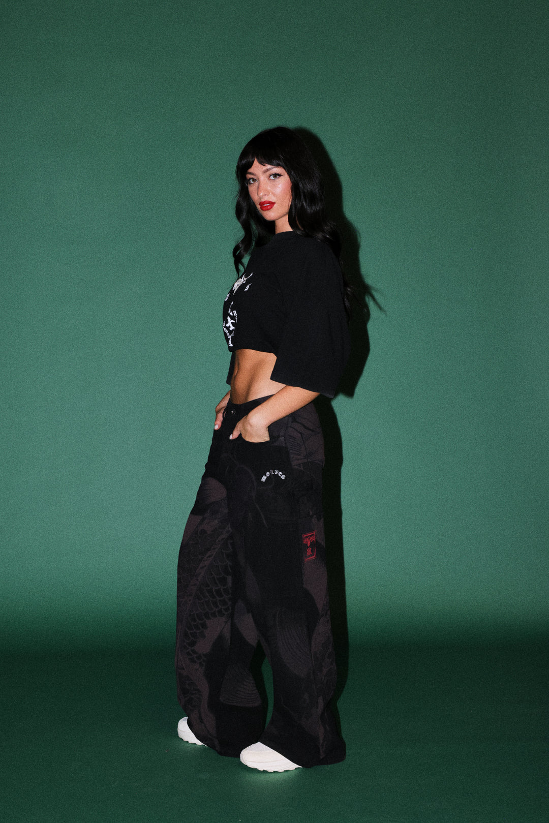 Darc Koi Wide Leg Carpenter Pant in Black