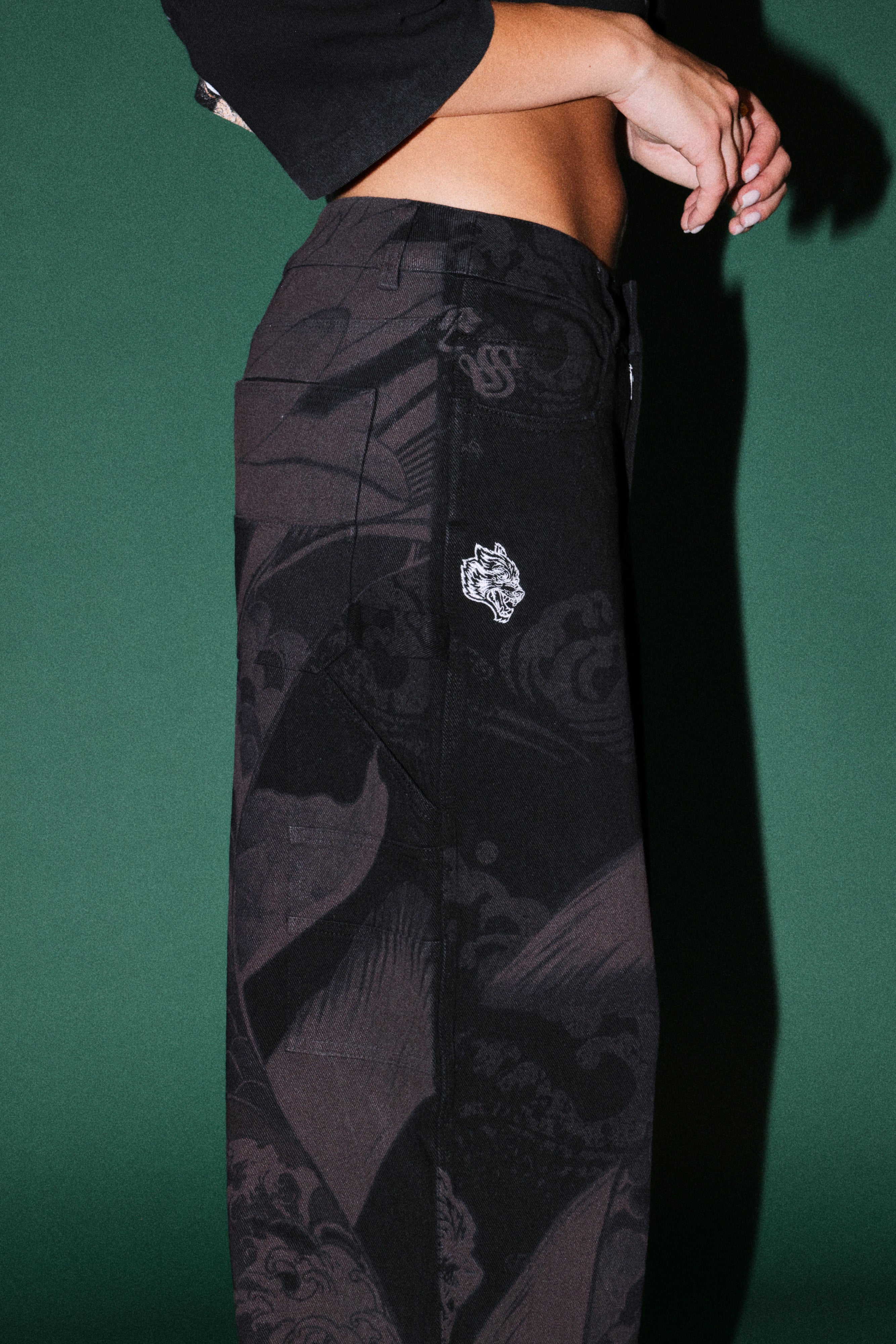 Darc Koi Wide Leg Carpenter Pant in Black