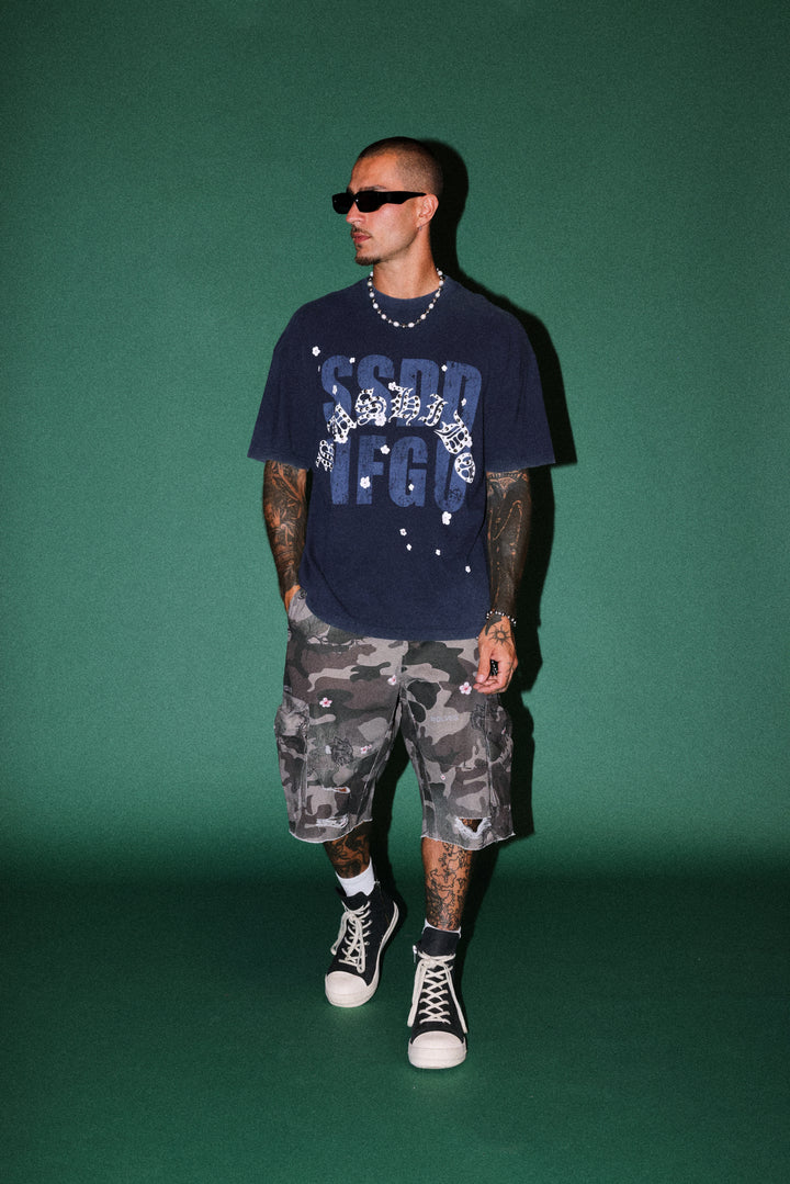Ssddnfgu Bushido Premium Oversized Tee in Navy