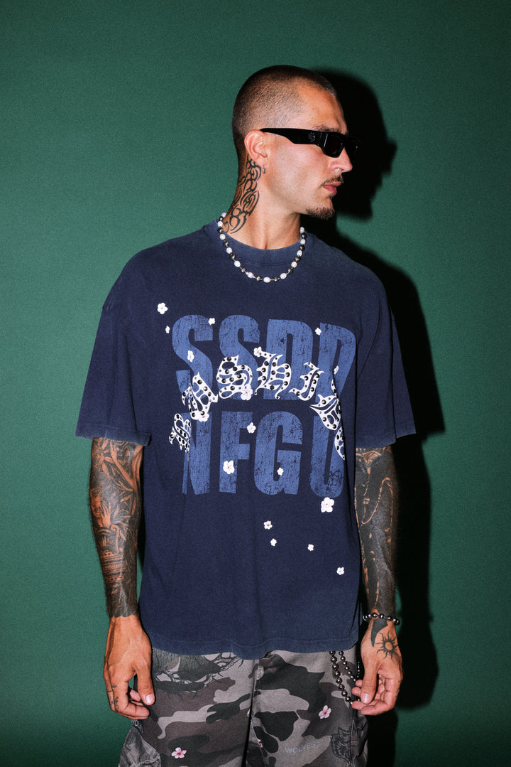 Ssddnfgu Bushido Premium Oversized Tee in Navy