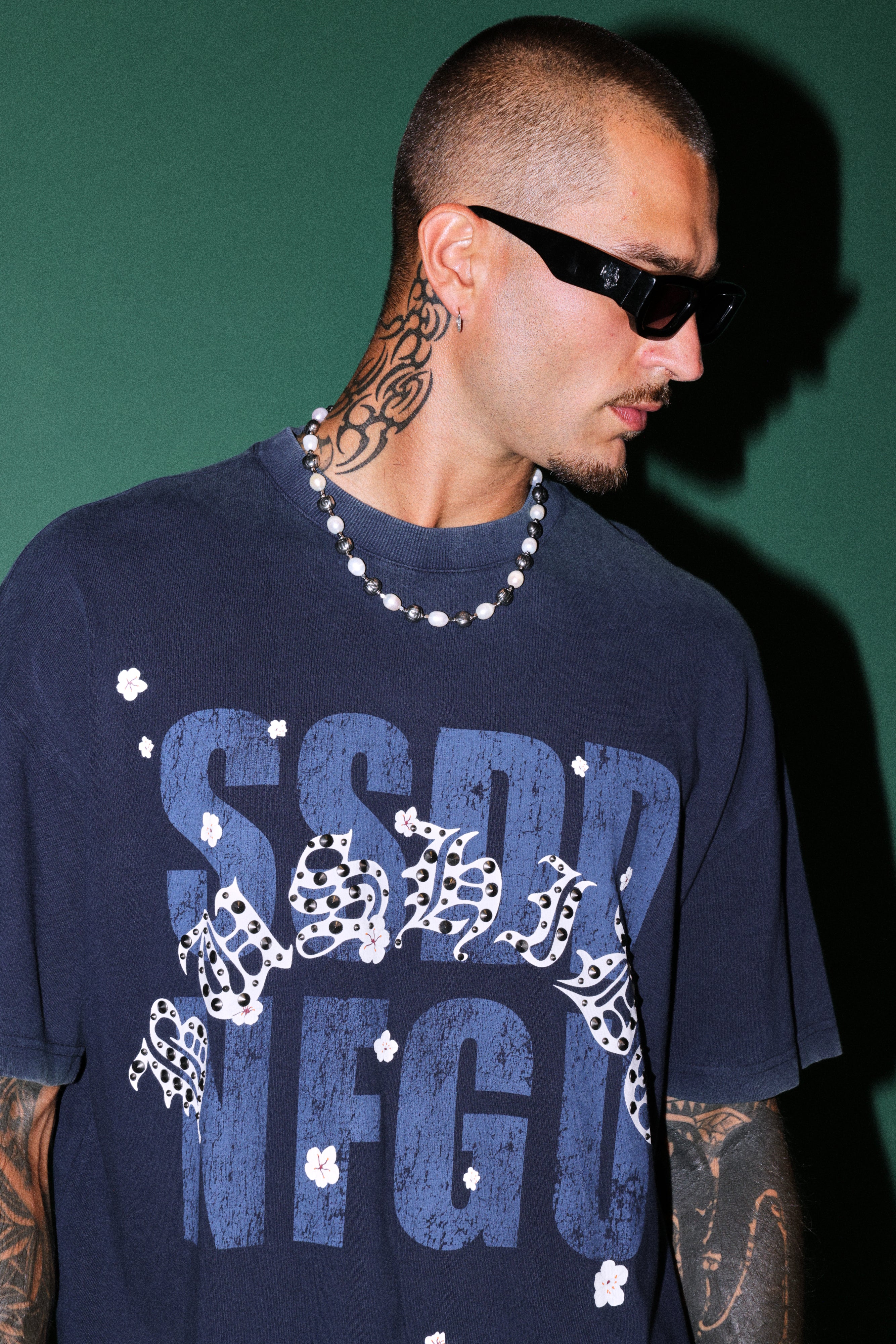 Ssddnfgu Bushido Premium Oversized Tee in Navy