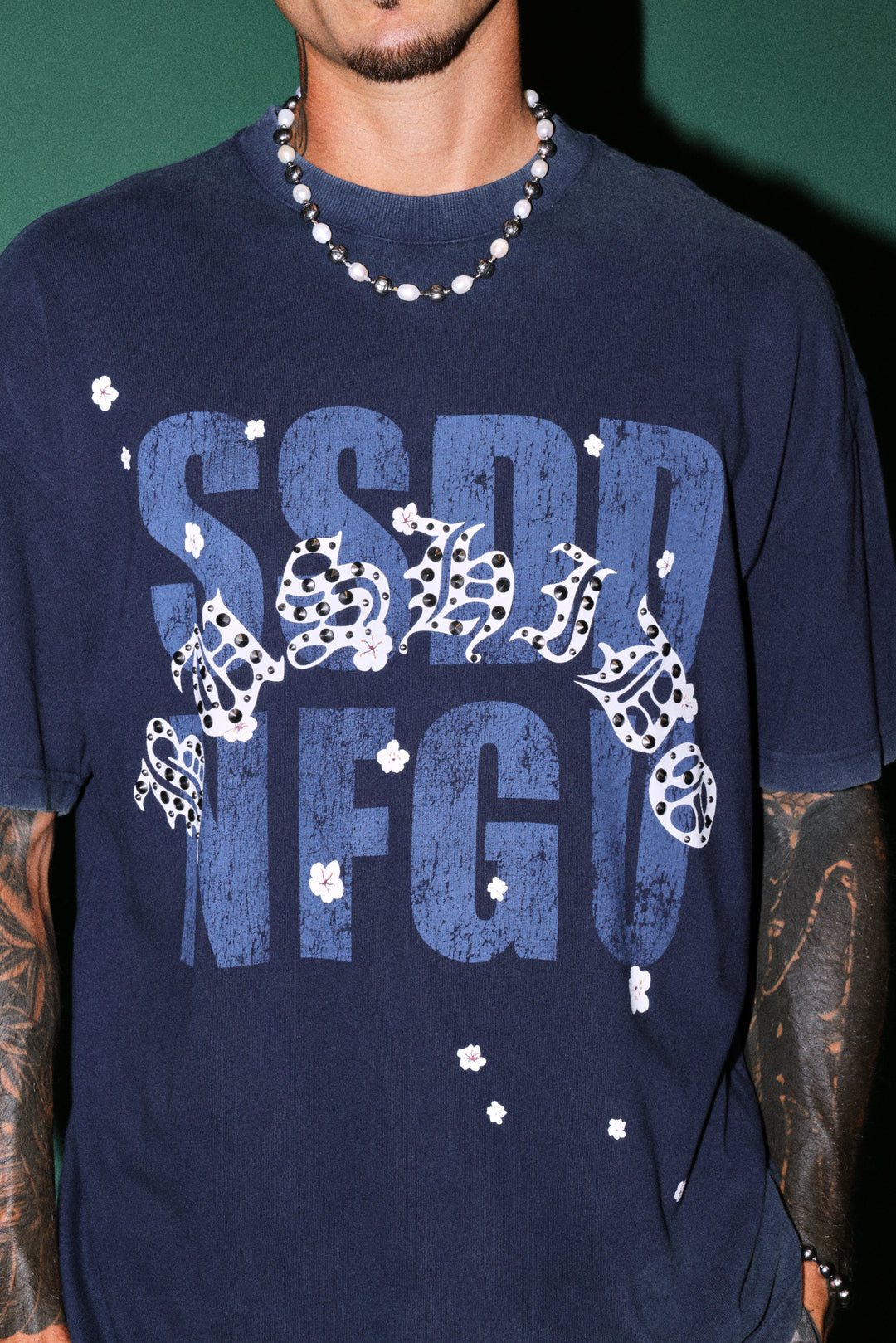 Ssddnfgu Bushido Premium Oversized Tee in Navy