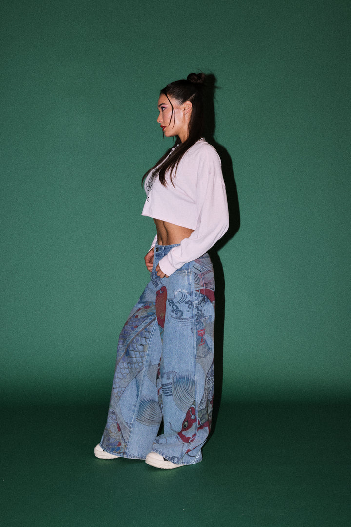 Oni Cherub Premium Oversized Cropped Ls Tee in Blush Pink